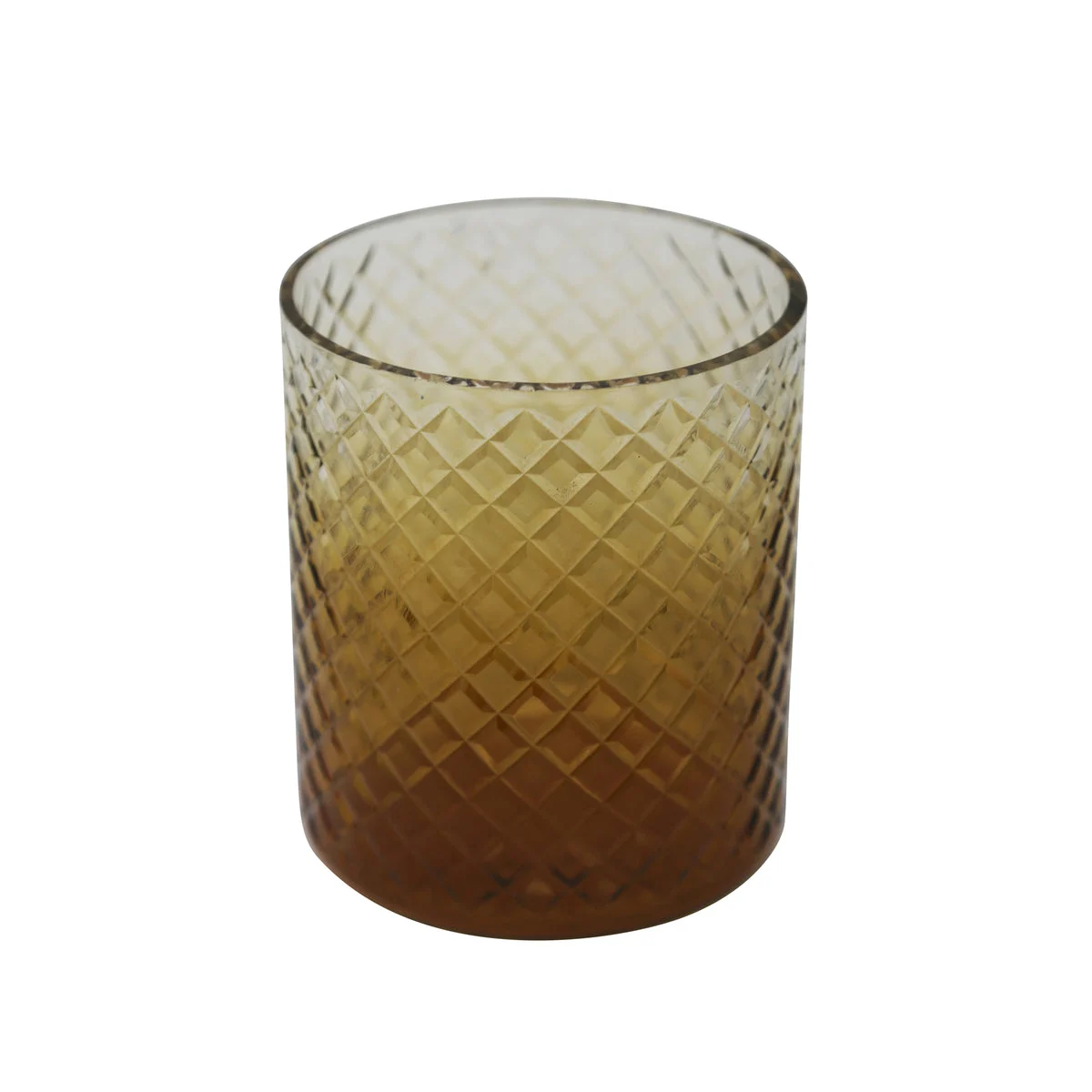 Sagebrook Home 13808-02 6" Cut Glass Candle Holder, Amber