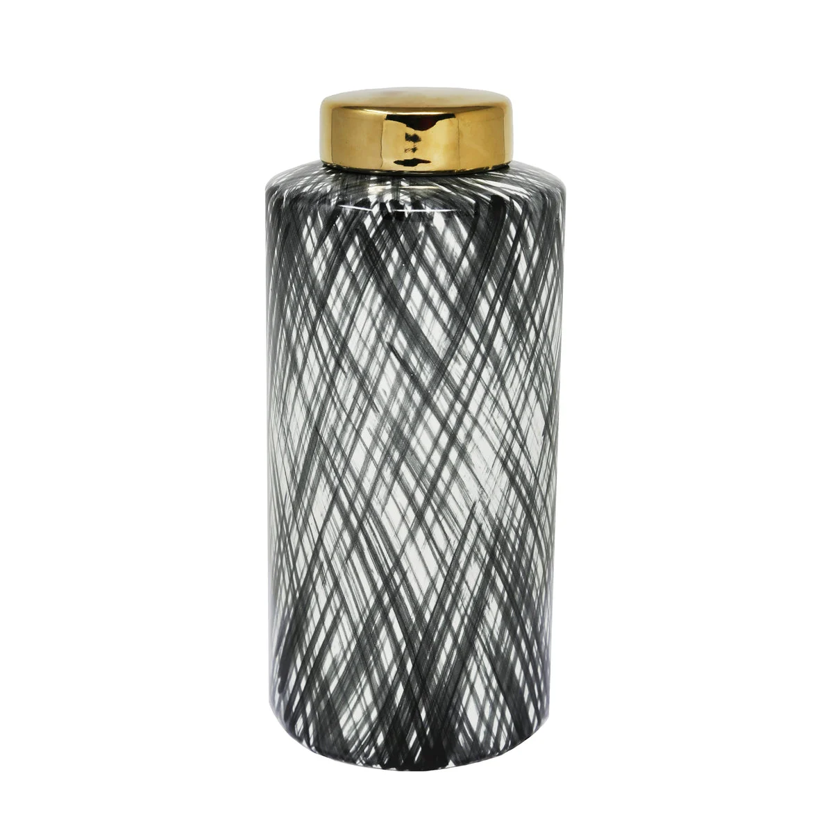 Sagebrook Home Ceramic 12.5`` Ginger Jar, Black/White