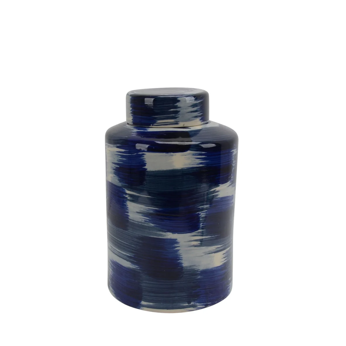 Sagebrook Home Ceramic Jar W/ Lid 14``H, White/Blue