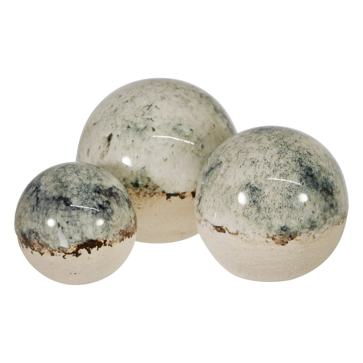 Sagebrook Home Set of 3 Ceramic Galaxy Orbs 3/4/5``, Cream
