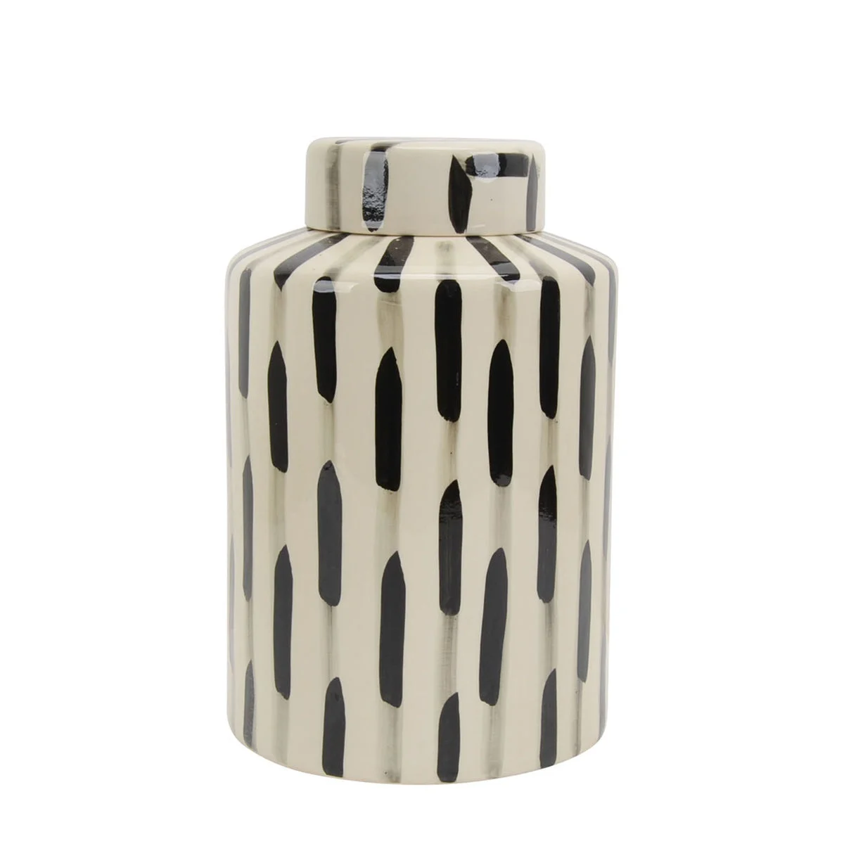 Sagebrook Home Ceramic Jar W/ Lid 14``H, Black/White