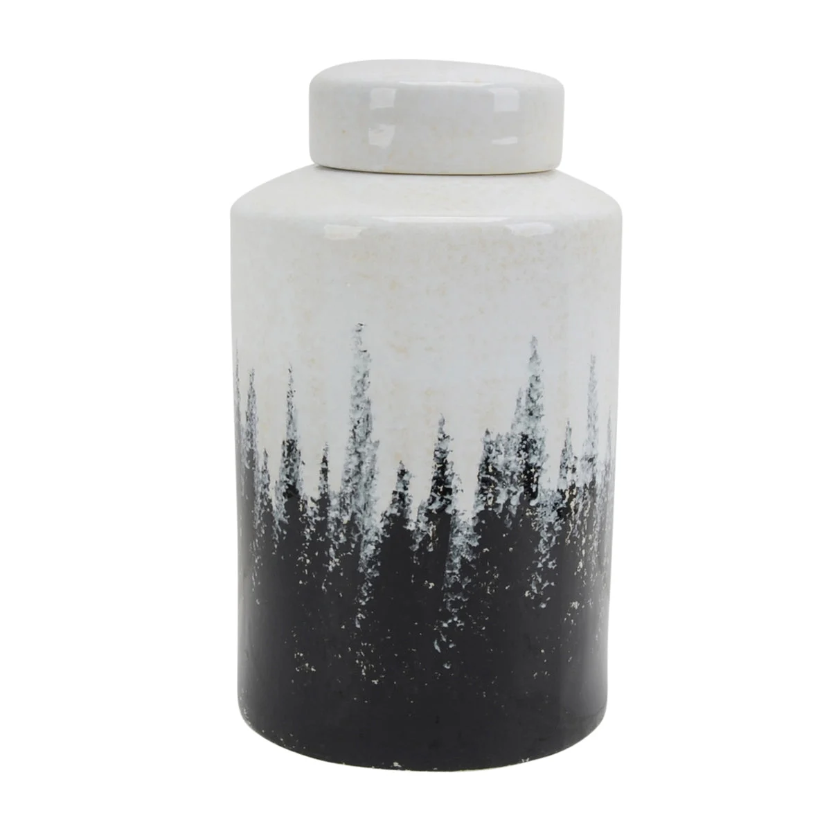 Sagebrook Home 13855-01 16" H Ceramic Covered Jar, Gray/White