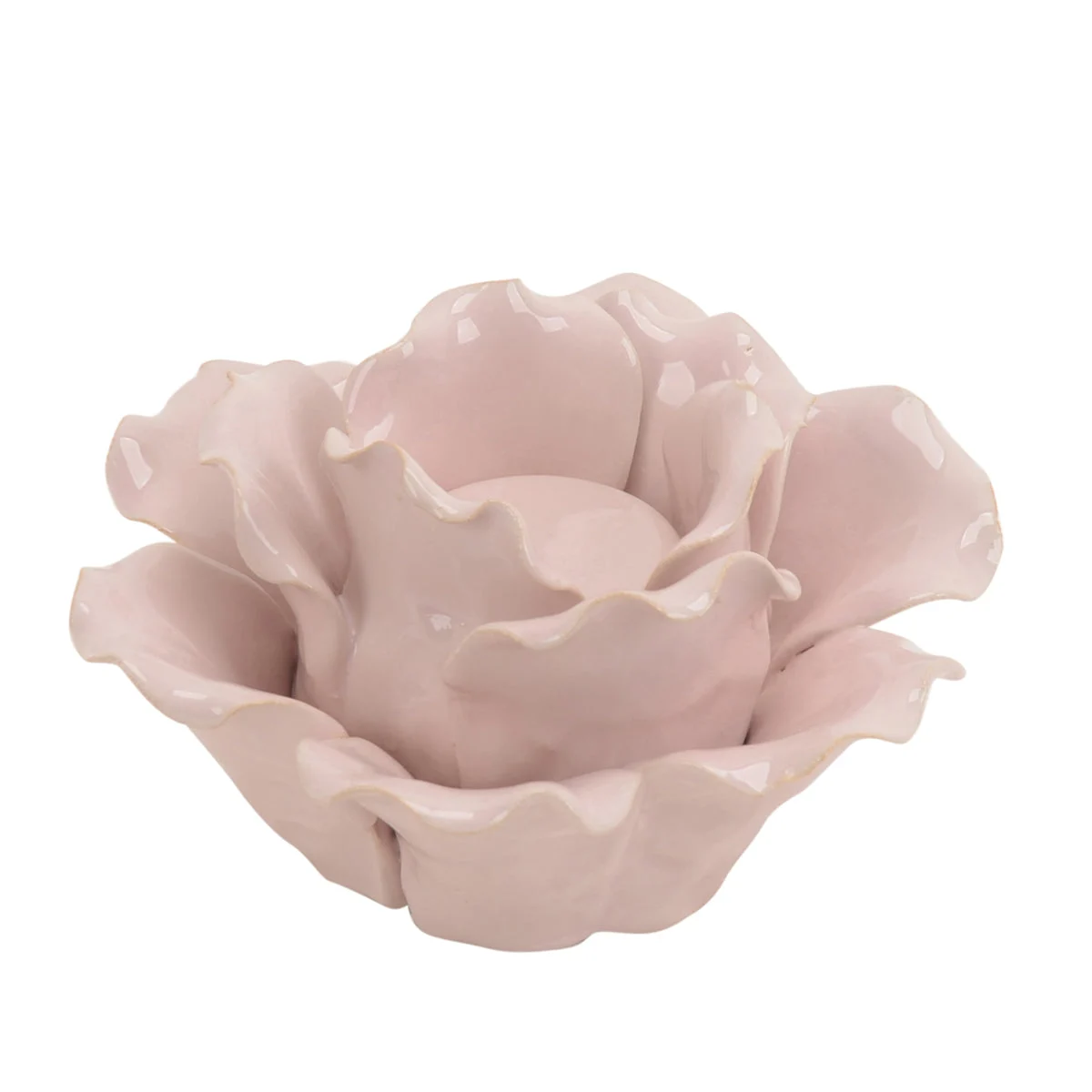 Sagebrook Home Ceramic 6" Rose Tealight Holder, Pink