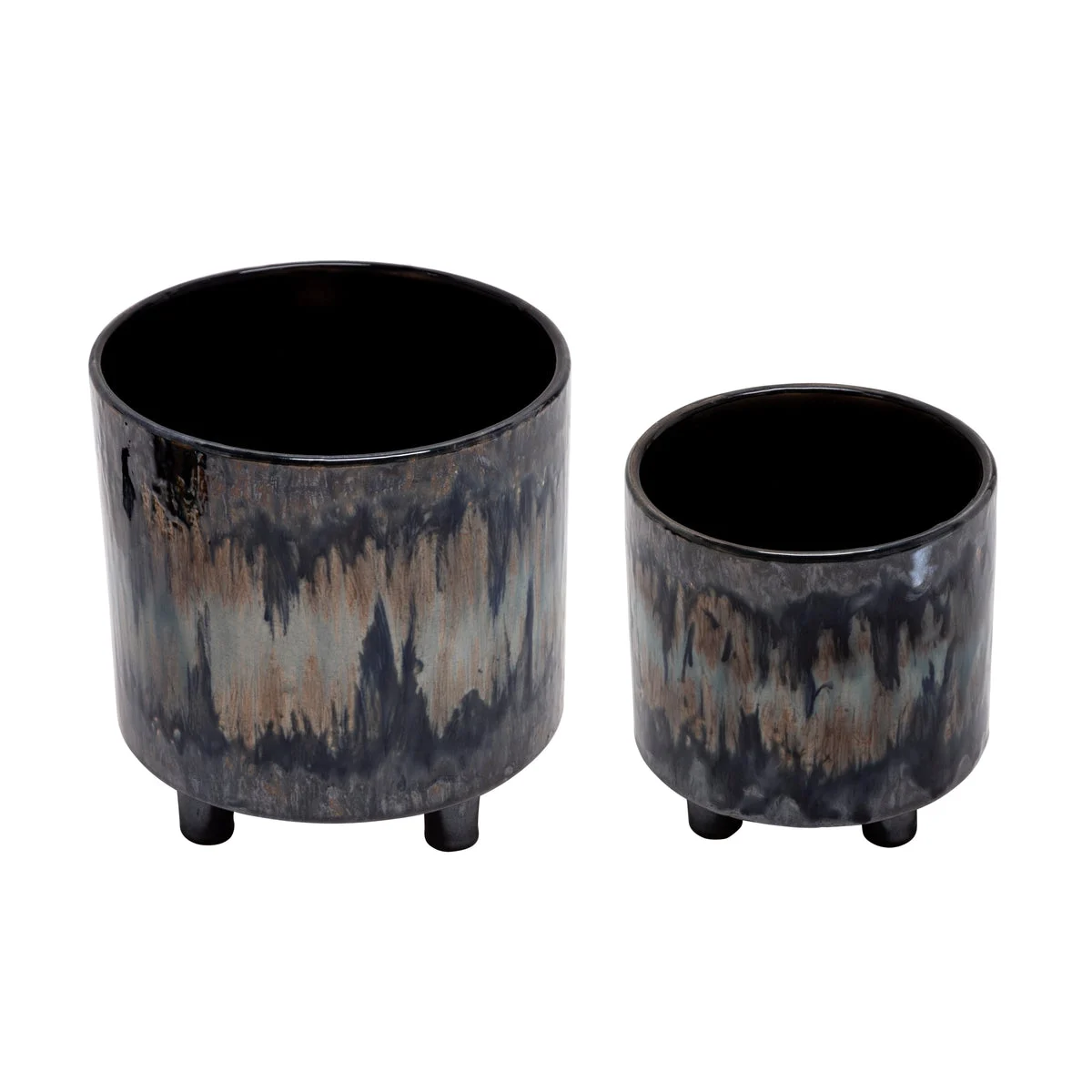 Sagebrook Home 13870-05 9"/6" Ceramic Footed Planters, Rainbow, Set of 2