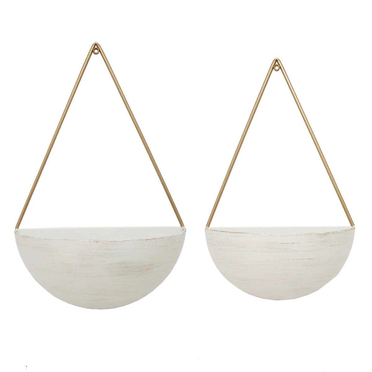 Sagebrook Home Set of 2 Metal Half Moon Wall Planters, White