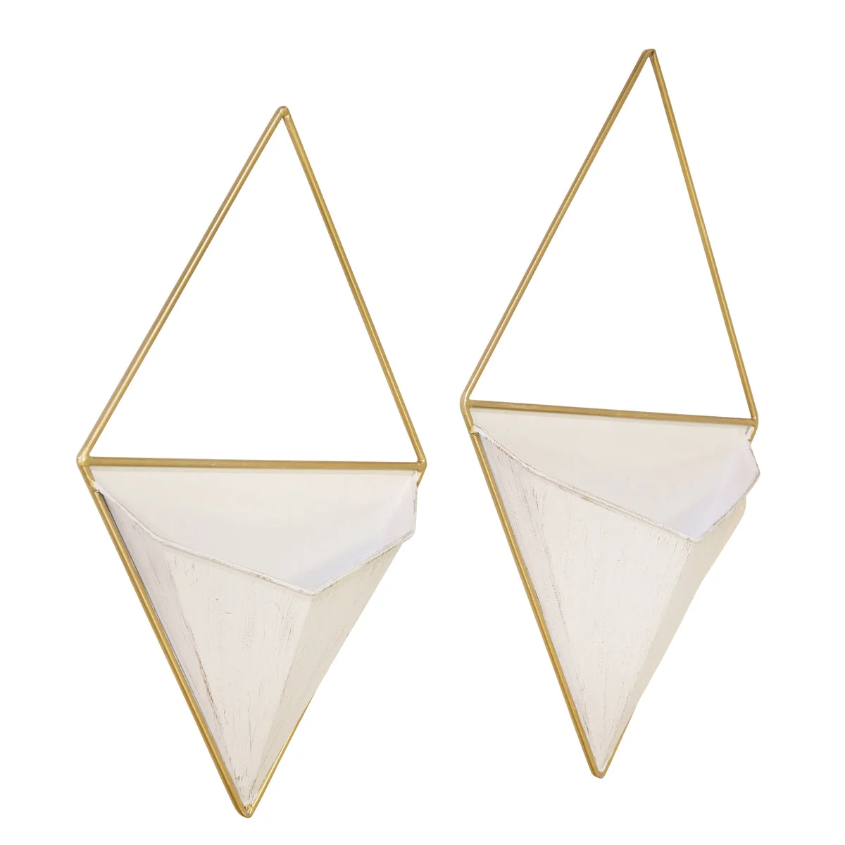Sagebrook Home Set of 2 Metal Diamond Wall Planters, White