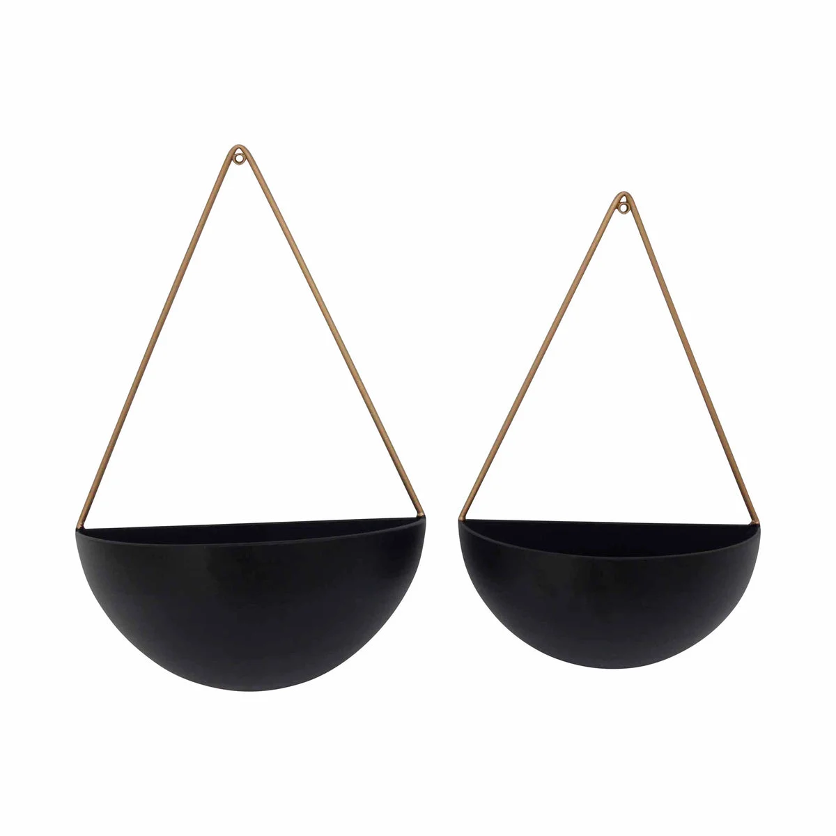Sagebrook Home 13878-03 11.75" Metal Half Moon Wall Planters, Black, Set of 2