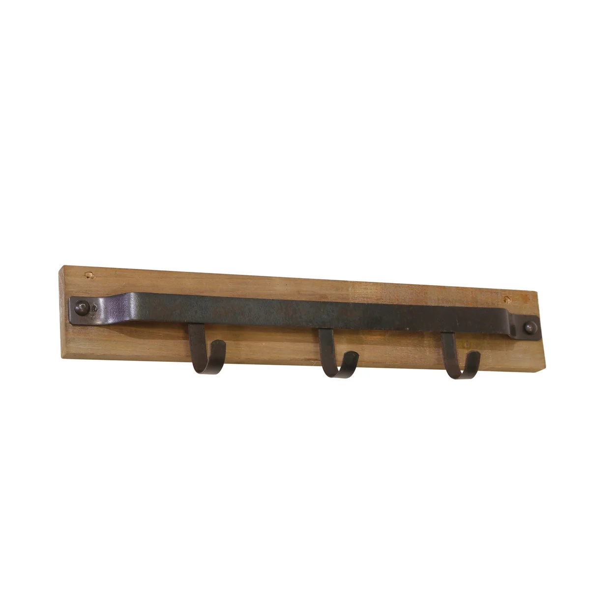 Sagebrook Home Metal & Wood 3 Hook Wall Hanger, Brown