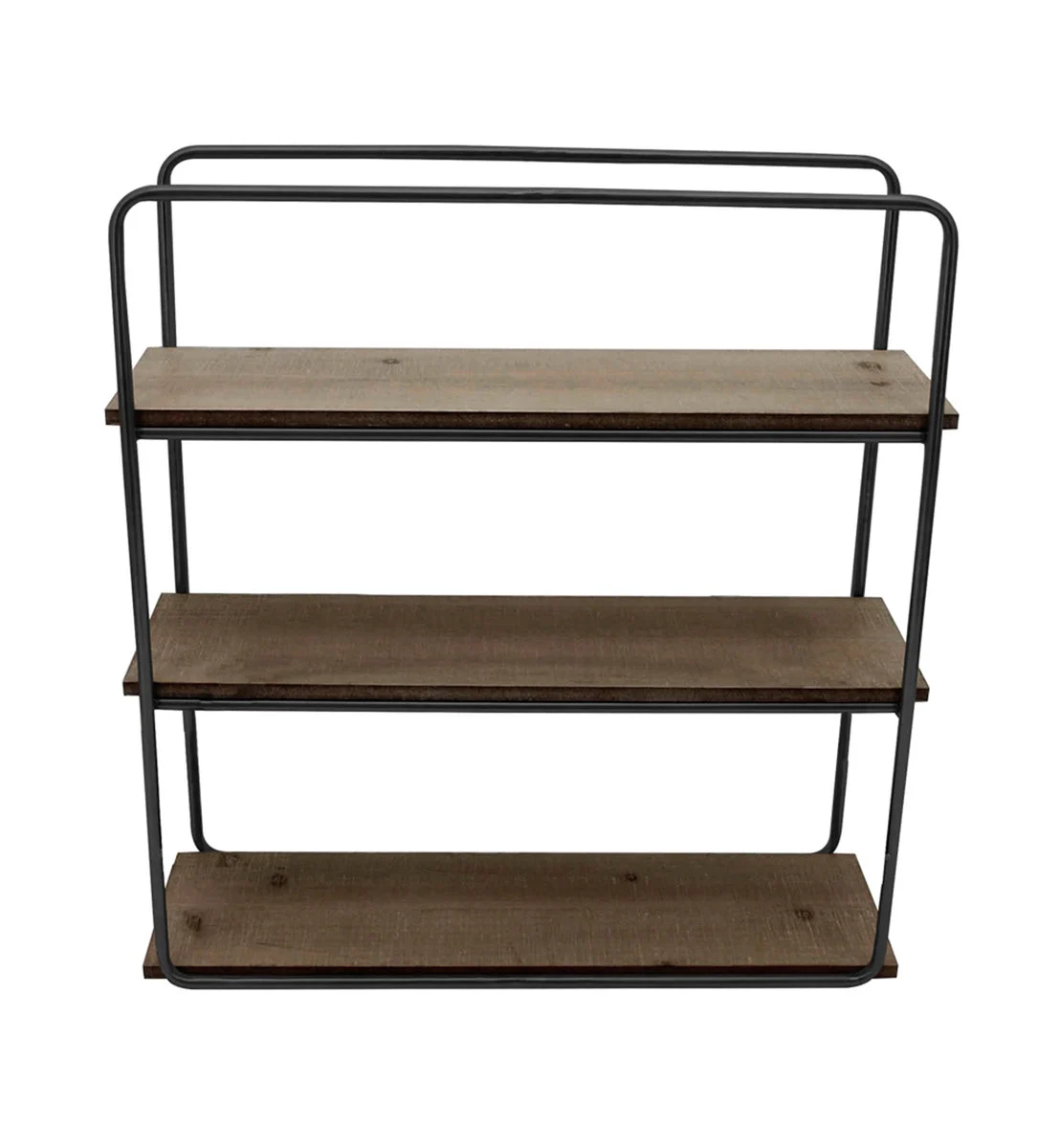 Sagebrook Home 13884-08 Metal/Wood 3 Tier Wall Shelf, Brown/Black