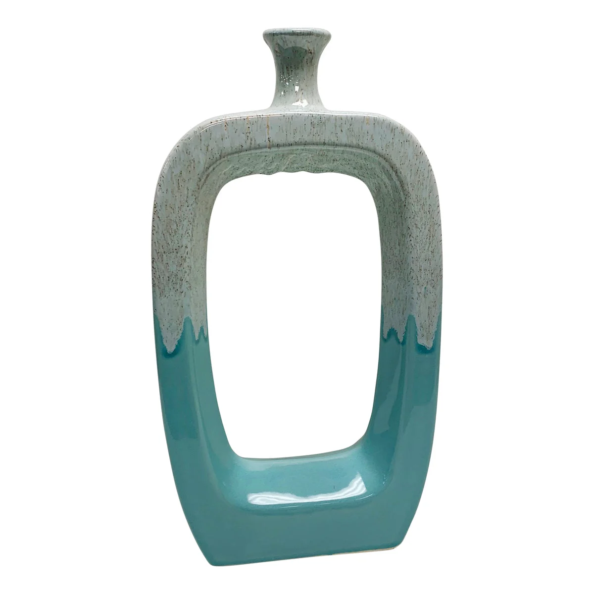 Sagebrook Home Ceramic 18" Vase W/Cutout White/Aqua