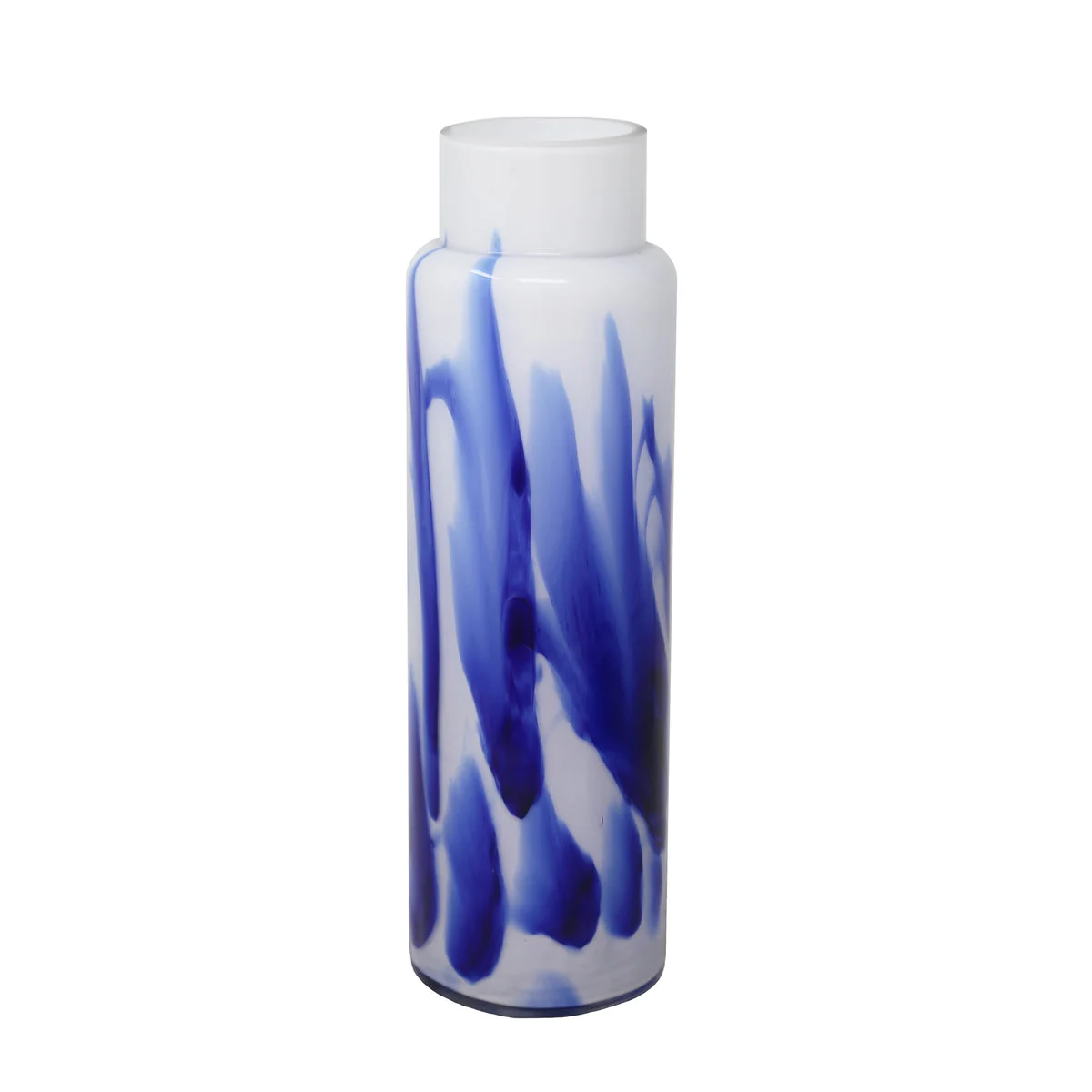 Sagebrook Home Glass Vase 15.75", White / Blue
