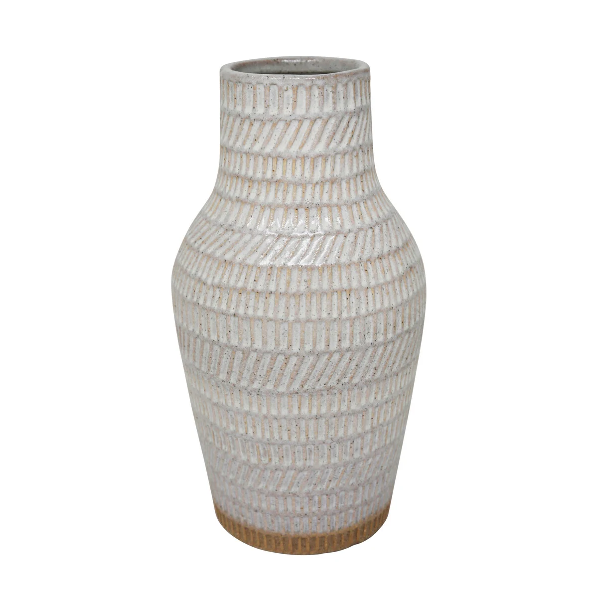 Sagebrook Home Ceramic 12" Tribal Look Vase, Ivory
