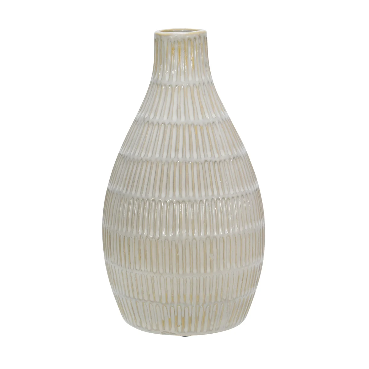 Sagebrook Home Ceramic 12`` Tribal Look Vase, Ivory