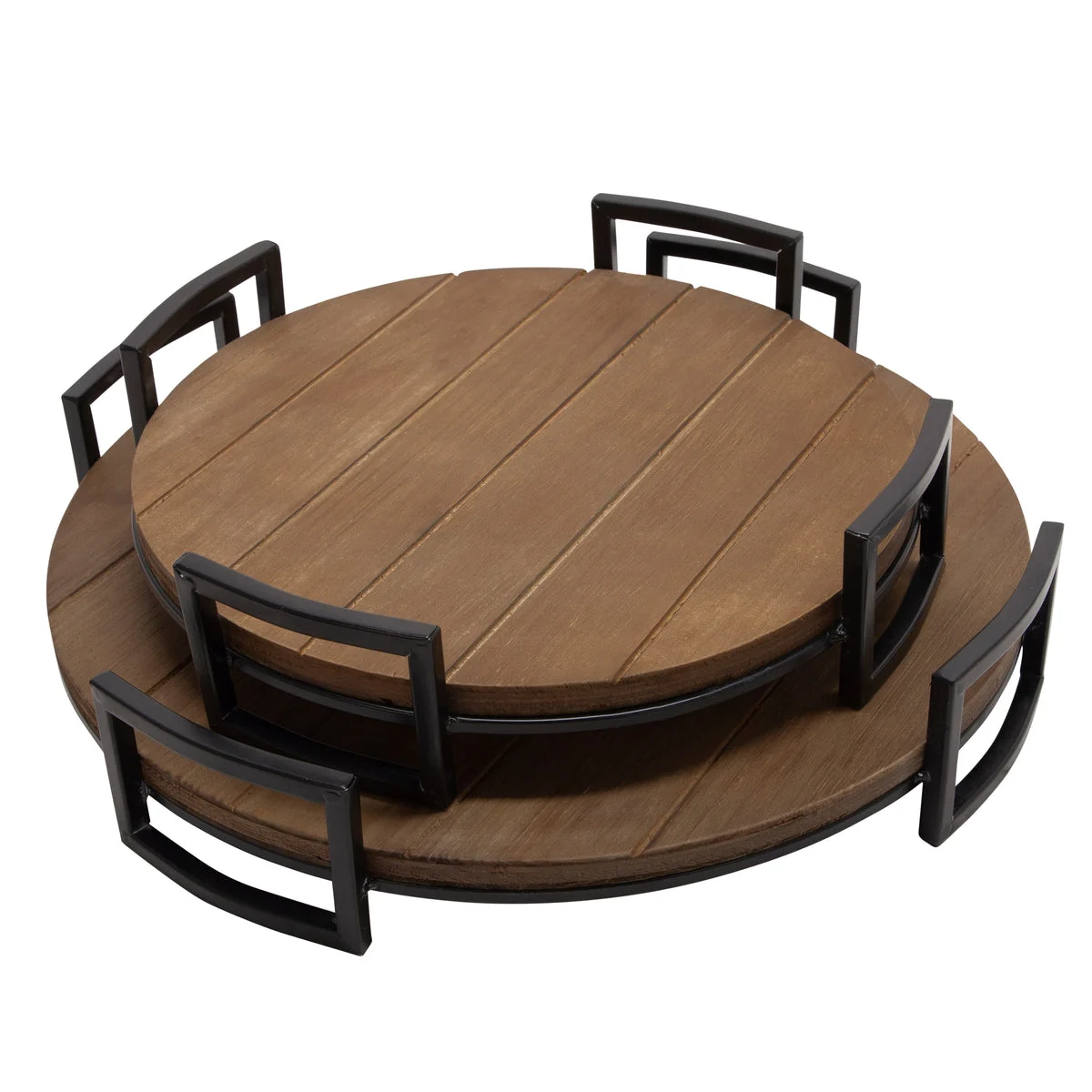 Sagebrook Home 13934 17.75" Round Wood Trays, Gray, Set of 2