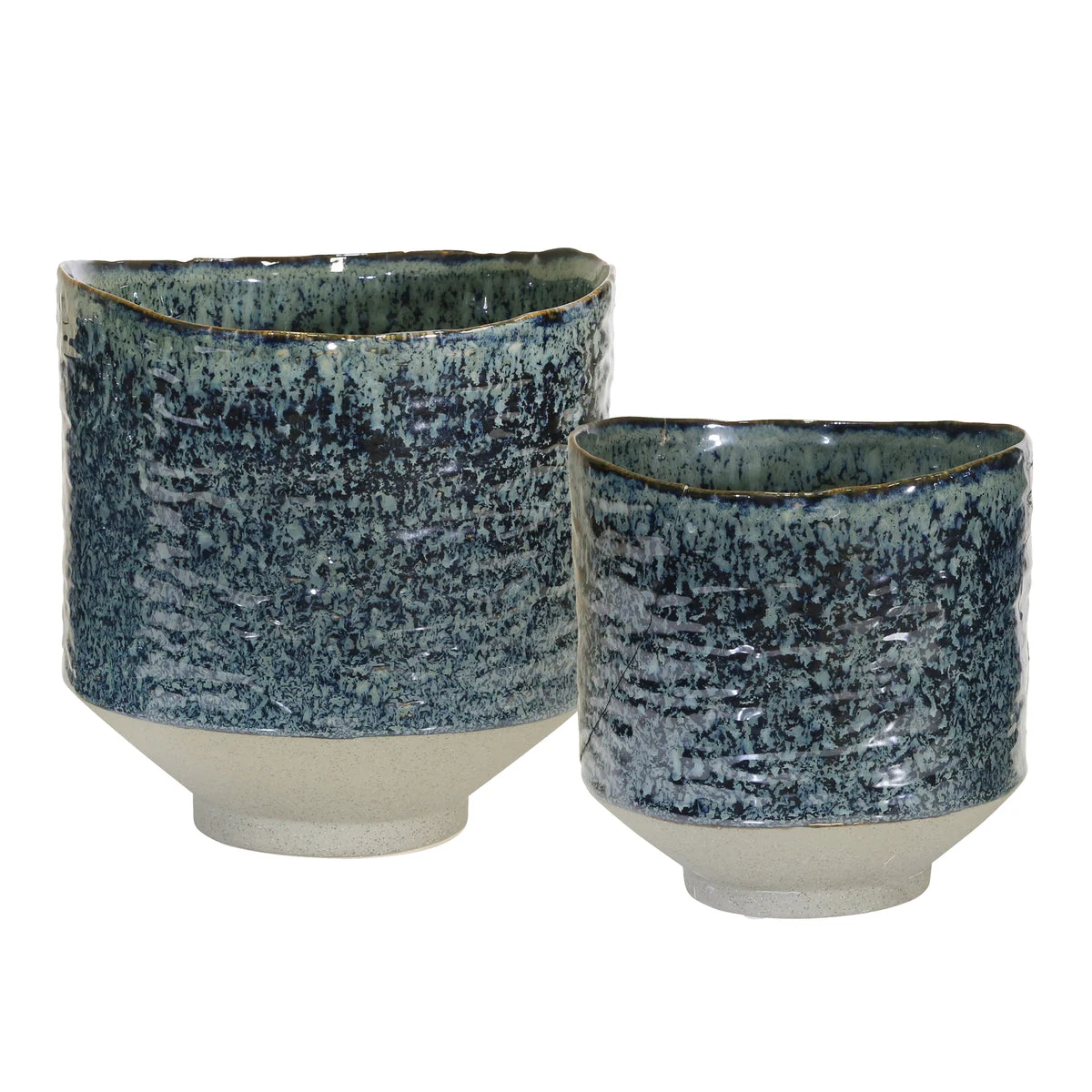 Sagebrook Home Set of 2 Ceramic Planters 8``/7`` ,Blue Rf