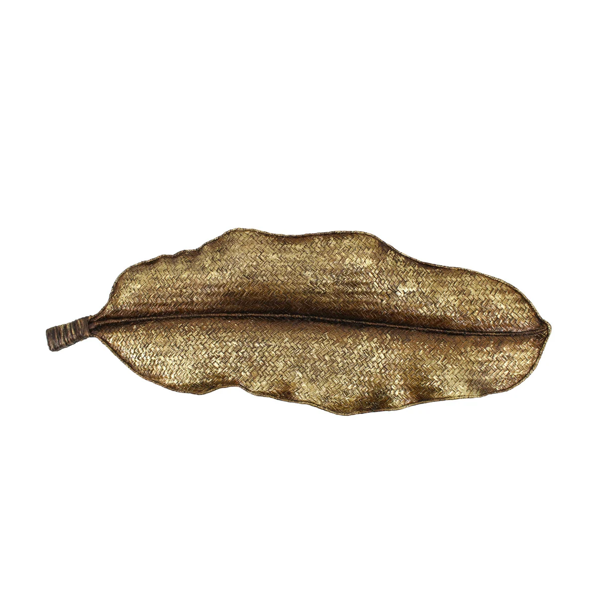 Sagebrook Home Resin Basket Weave Leaf Wall Decor, Gold
