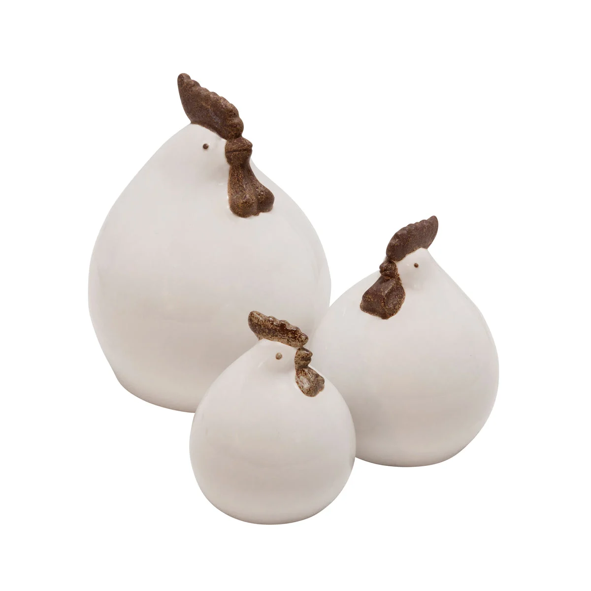 Sagebrook Home 14006-02 9" Set of 3 Ceramic Roosters, White