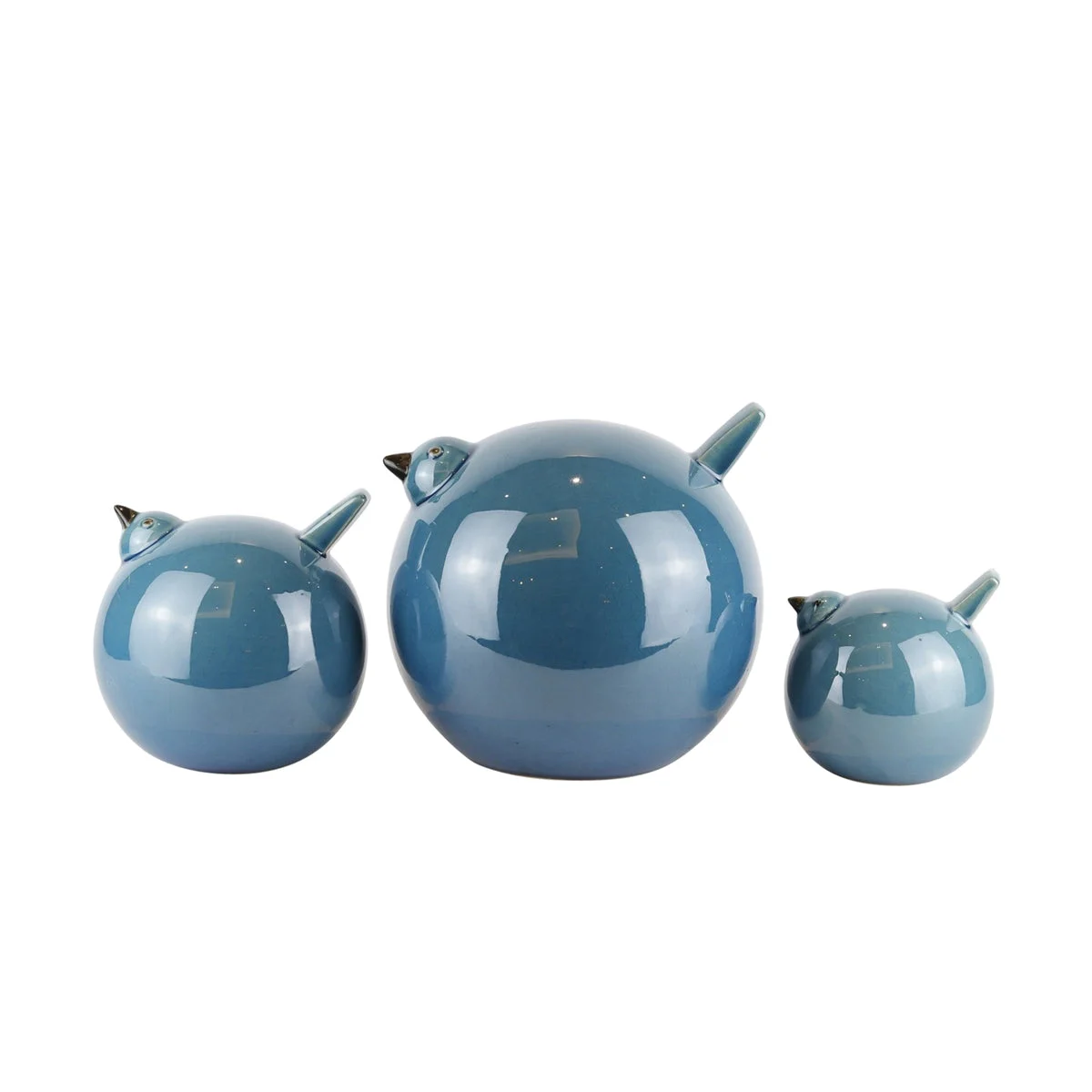 Sagebrook Home Set of 3 Ceramic Birds 7.5", Teal