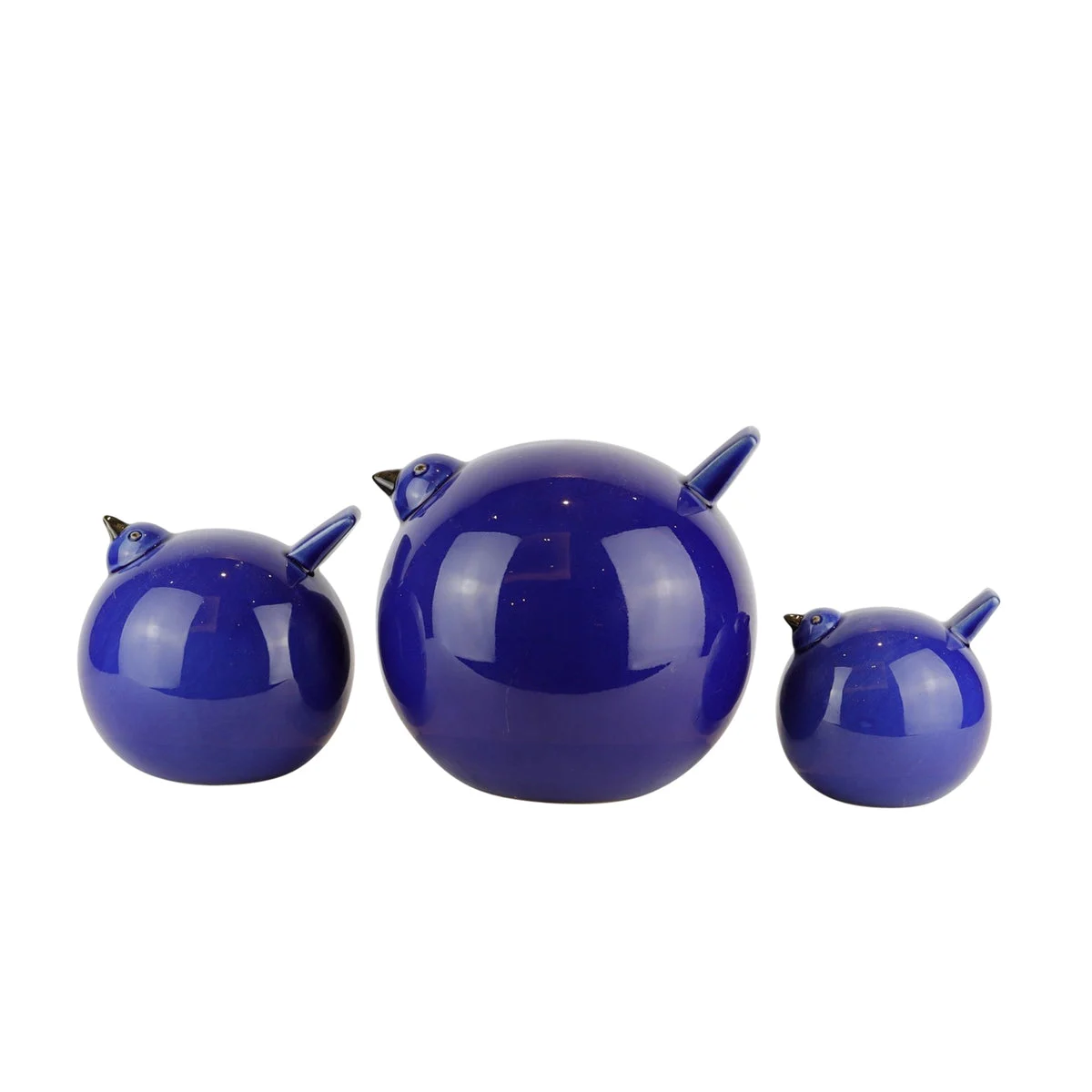Sagebrook Home Set of 3 Ceramic Birds 7.5``, Navy