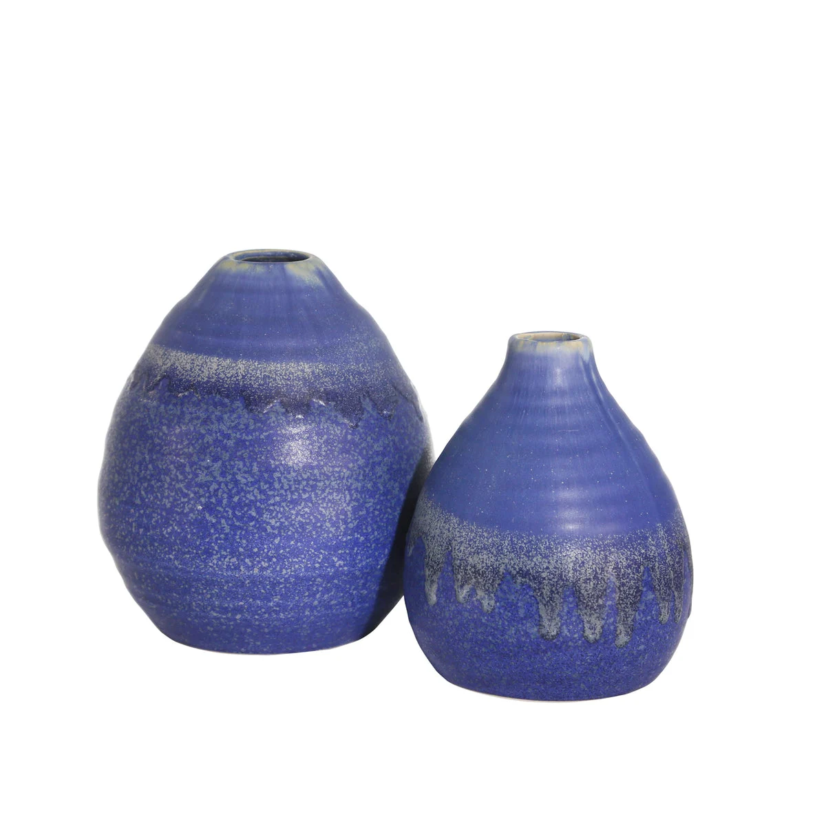 Sagebrook Home Set of 2 Ceramic Drip Glaze Egg Vases, 6/5``, Blue