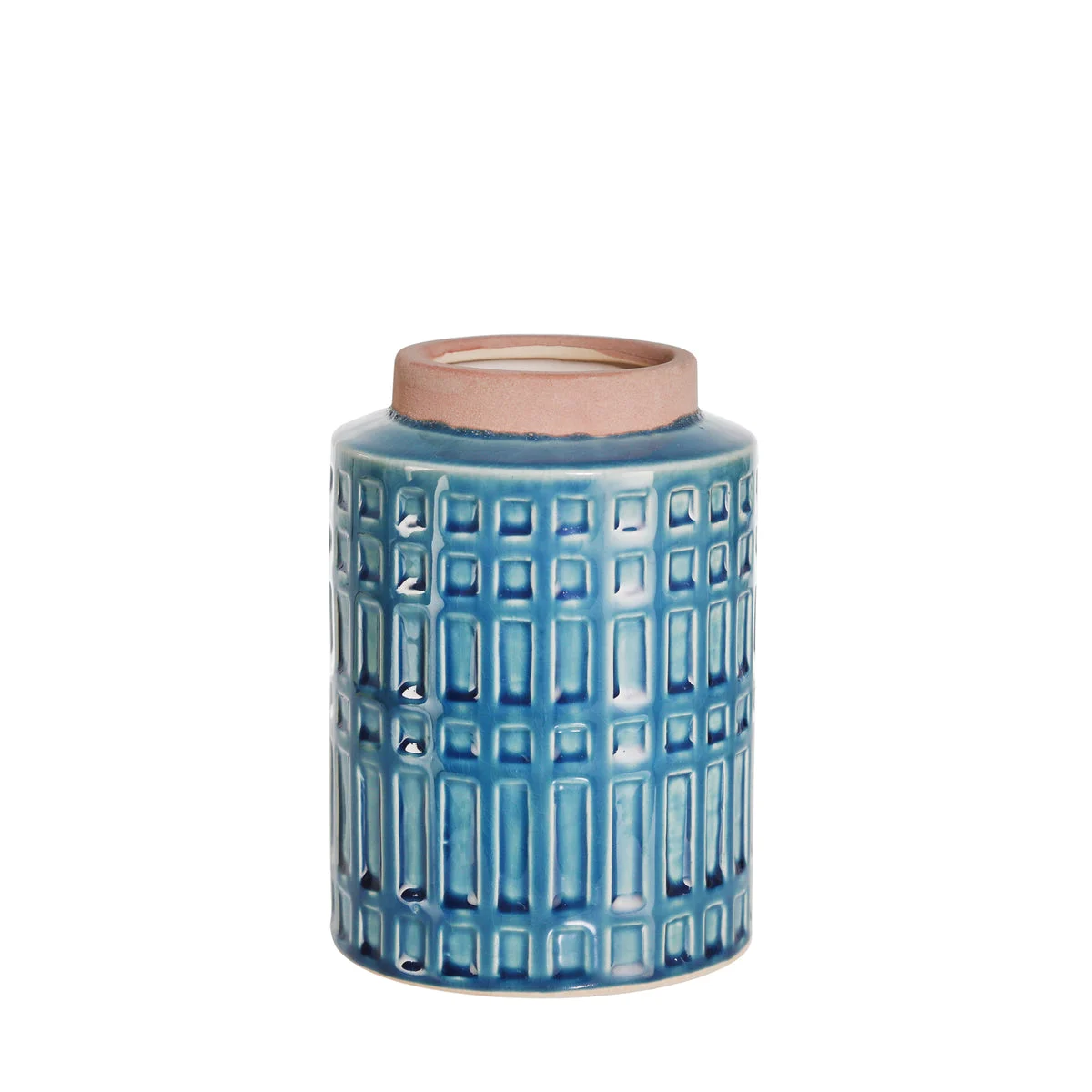 Sagebrook Home 14029-02 7" Ceramic Rimmed Vase, Blue