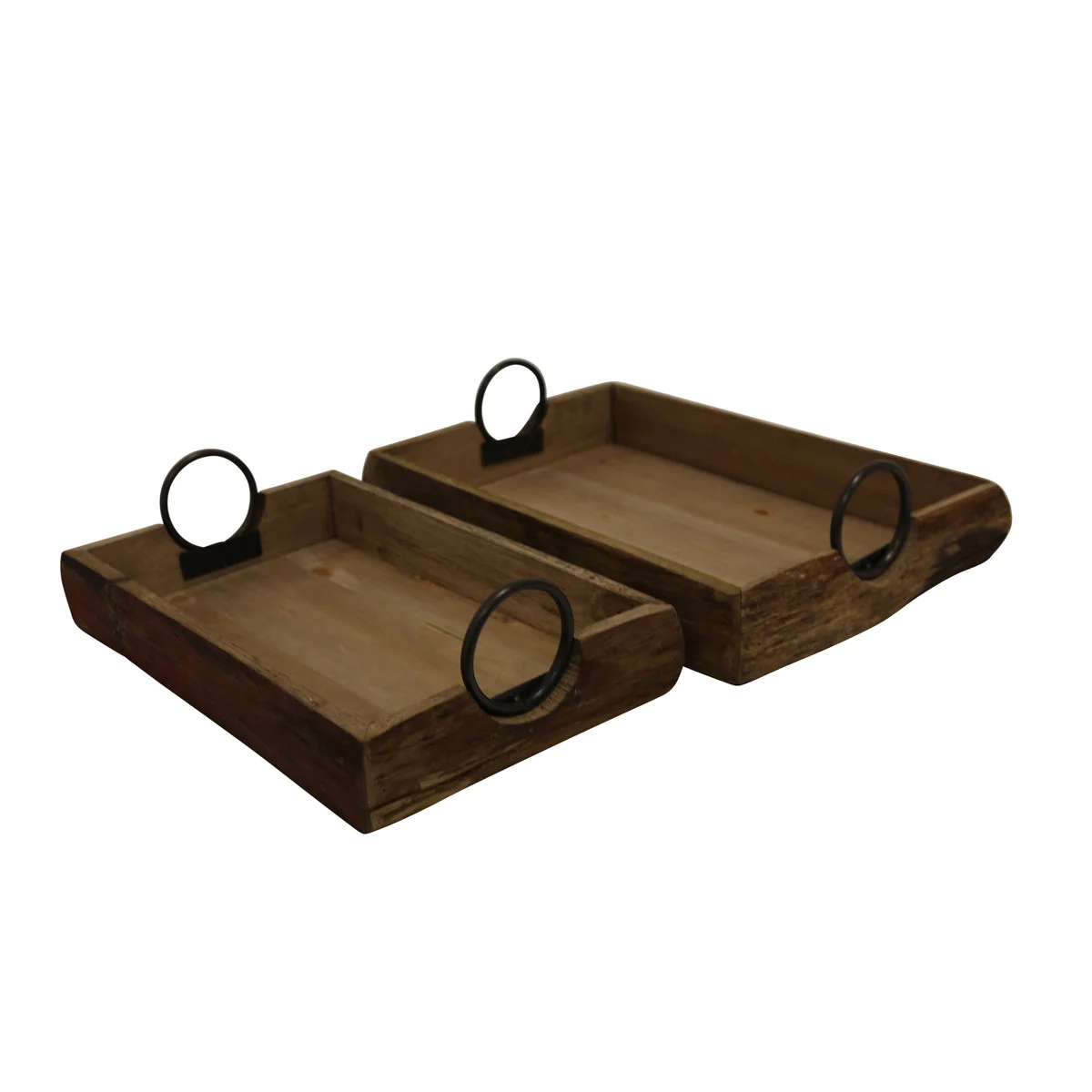 Sagebrook Home Set of 2 Wood Trays 19X13X5``, Brown