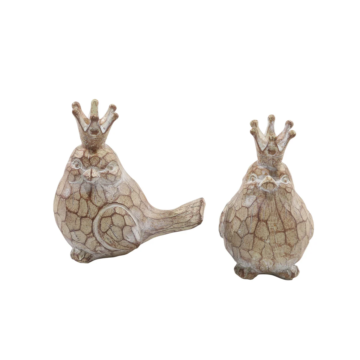 Sagebrook Home 14042-05 5.5" Resin Birds with Crowns, Brown