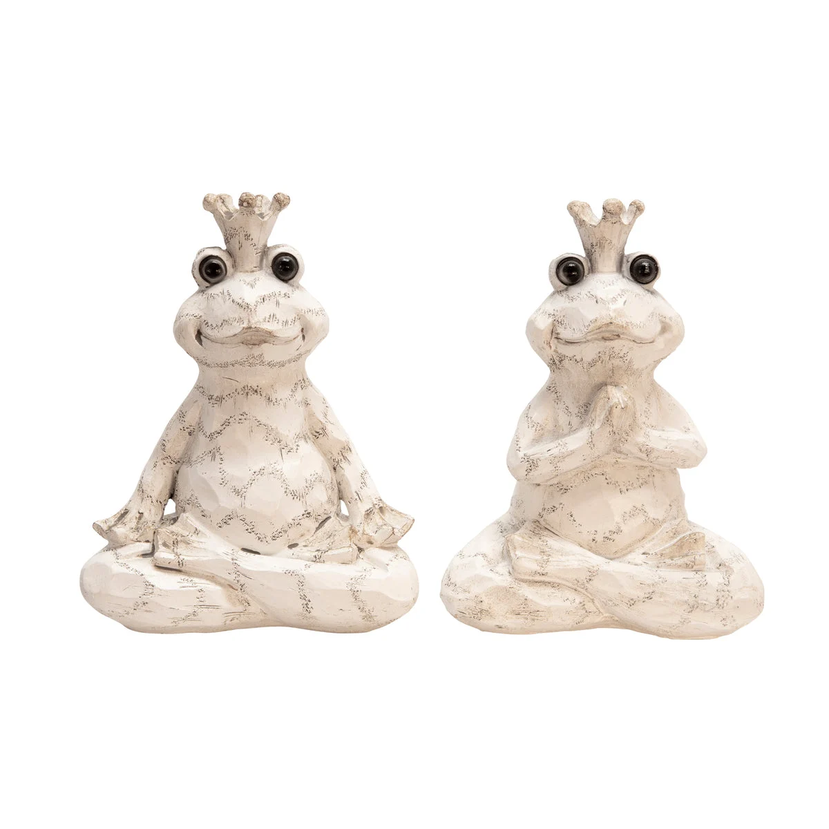 Sagebrook Home 14042-06 6.75" Resin Yoga Frogs, Cream, Set of 2