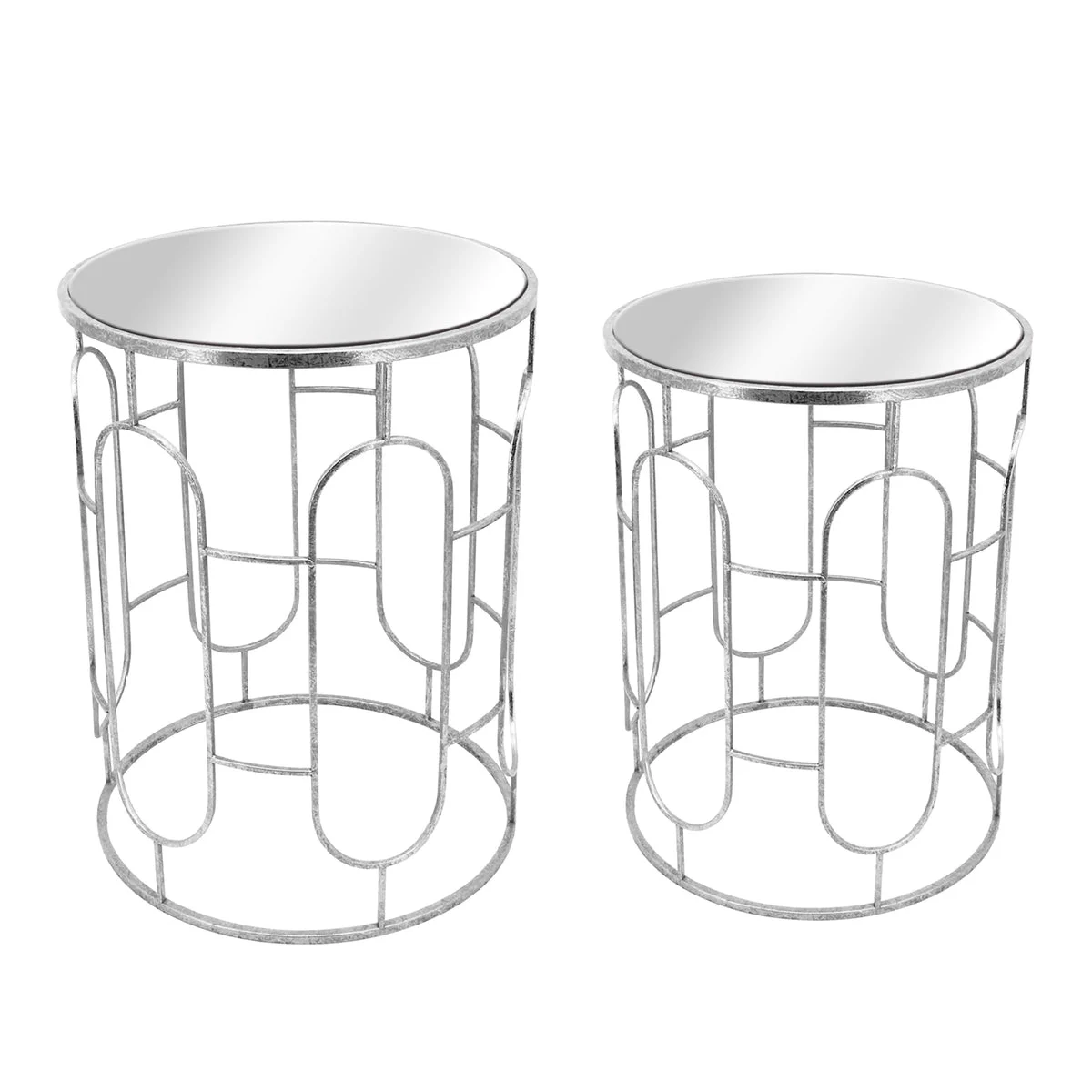Sagebrook Home Set of 2 Mirrored Round Accent Tables 24/20`` Silver