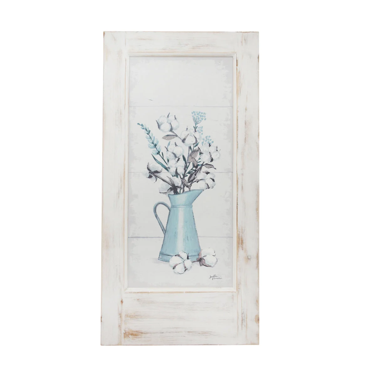 Sagebrook Home 14061 5" Tin Painted Floral Wall Art, Wooden Frame