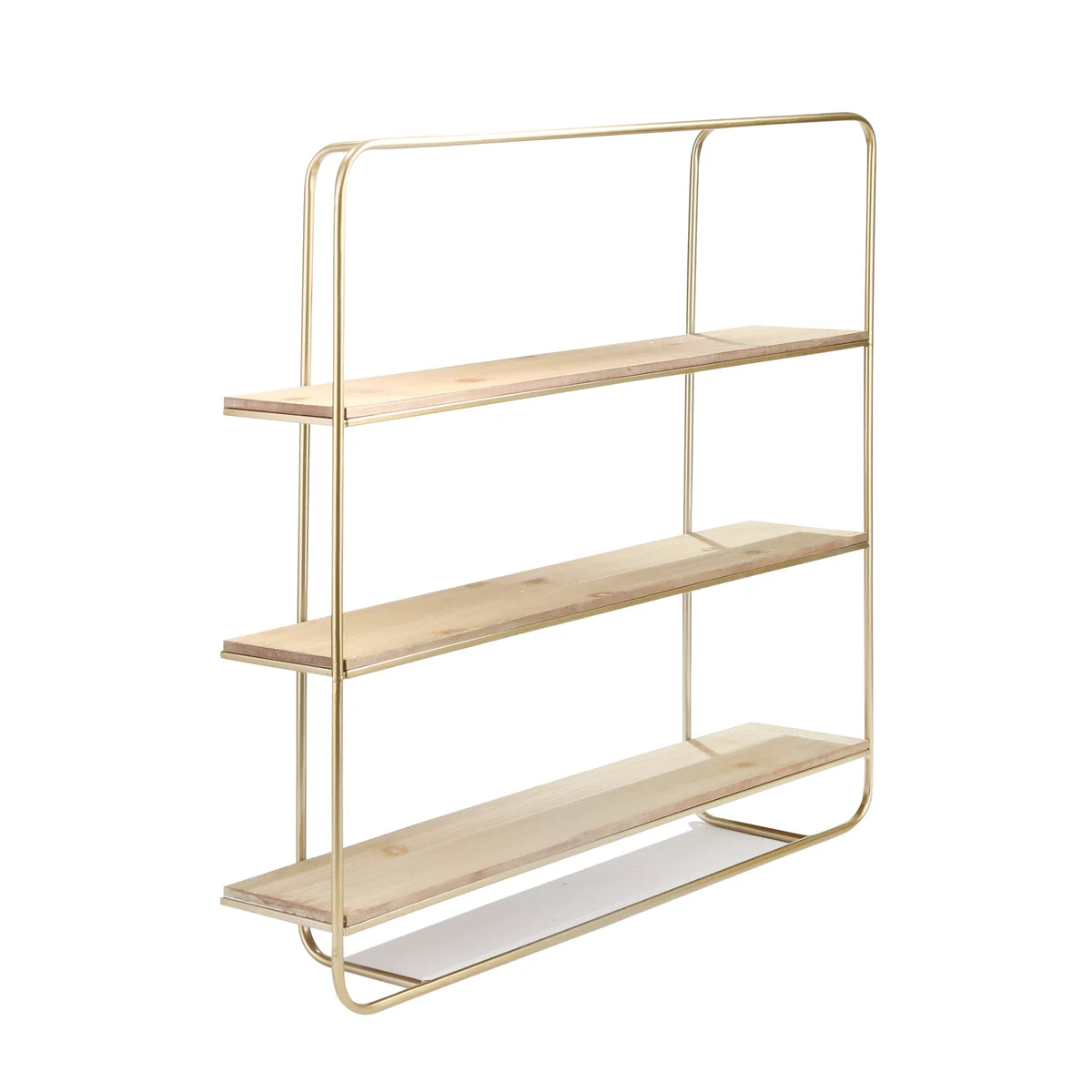Sagebrook Home Metal / Wood 3 Tier Wall Shelf, Gold