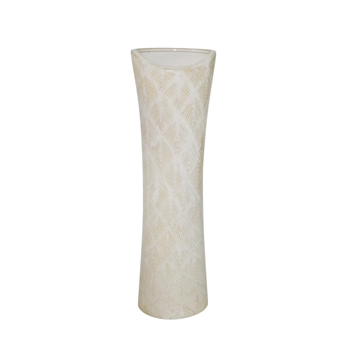 Sagebrook Home Ceramic 19.5`` Pine Needle Vase, White