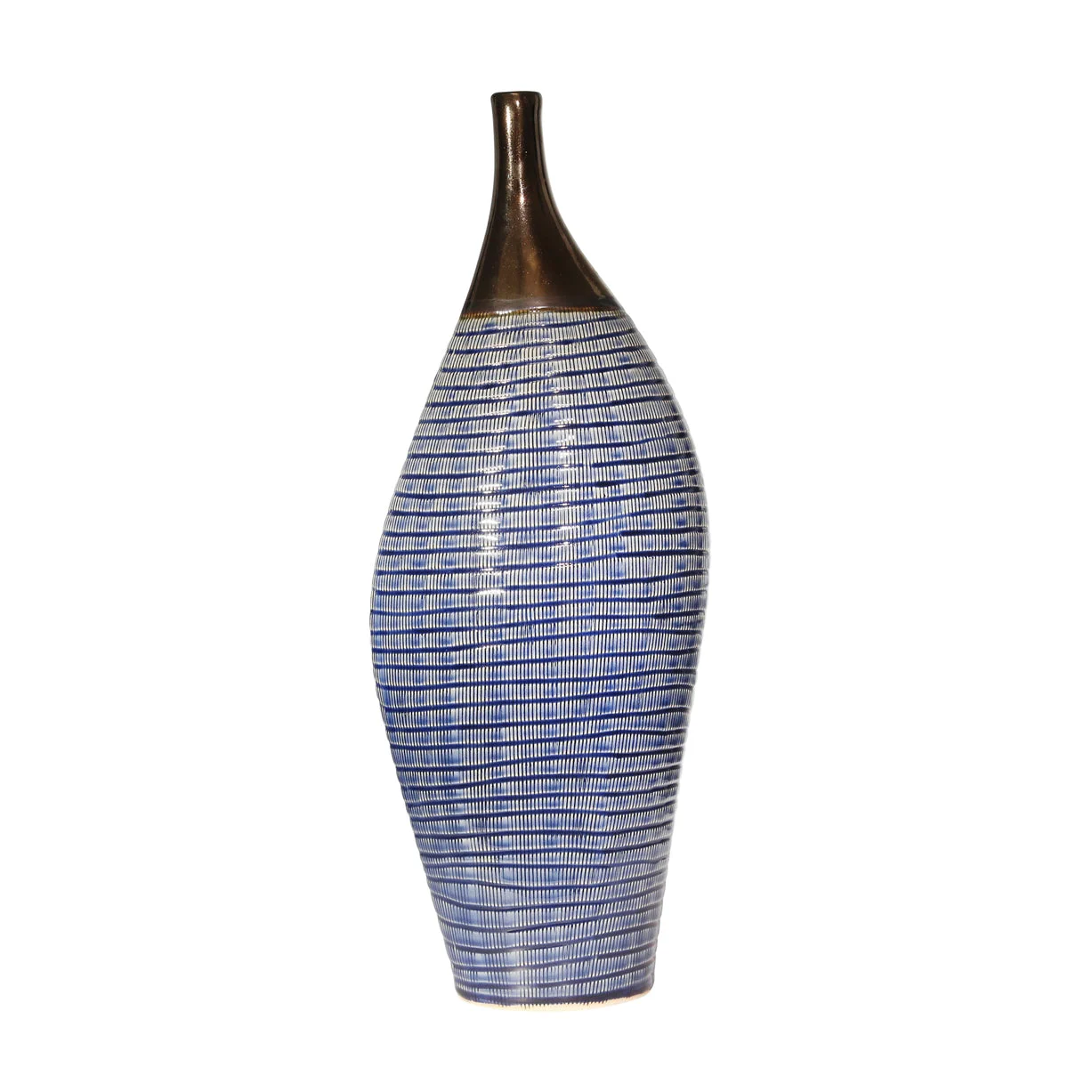 Sagebrook Home Ceramic 23.5`` Narrow Neck Vase, Gold/Blue