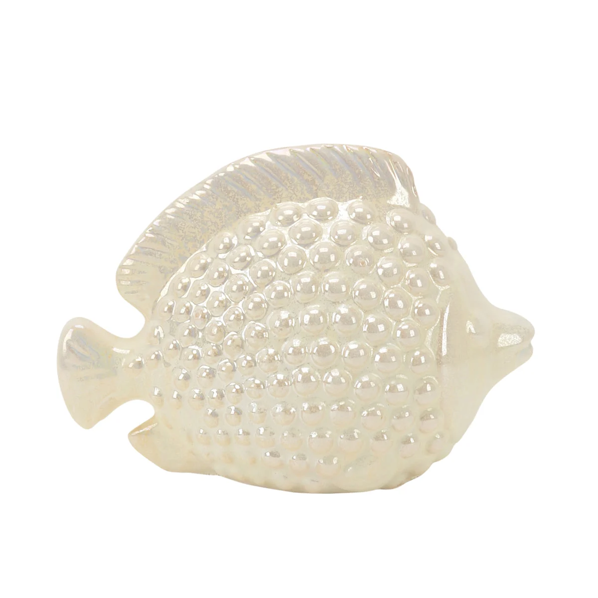 Sagebrook Home Ceramic 10.5`` Fish, Pearl