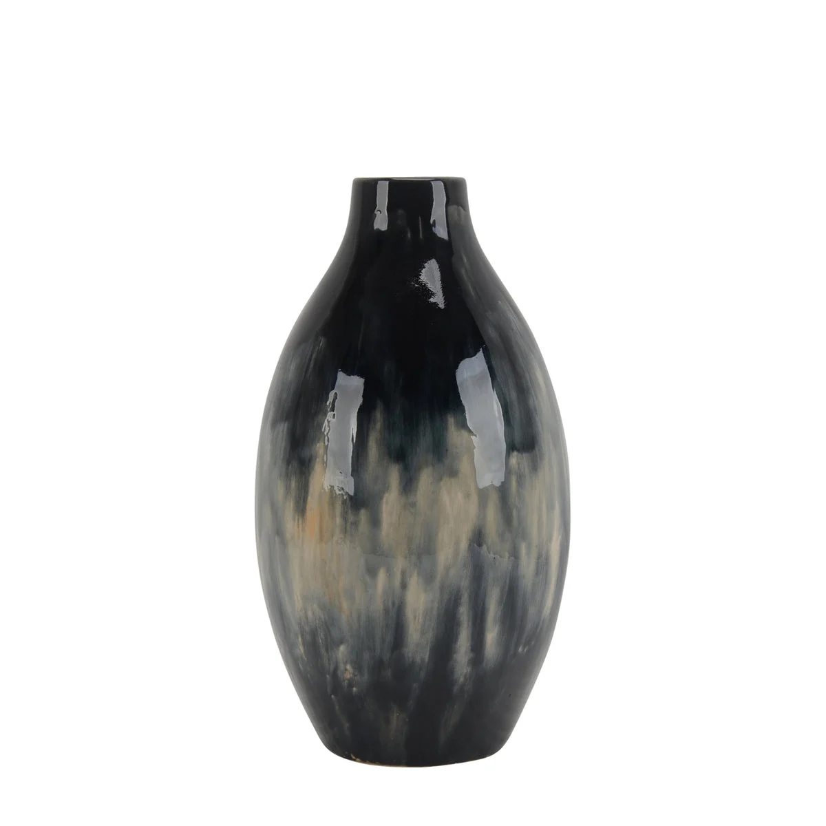 Sagebrook Home Ceramic 14.5" Vase, Black/Bluemix
