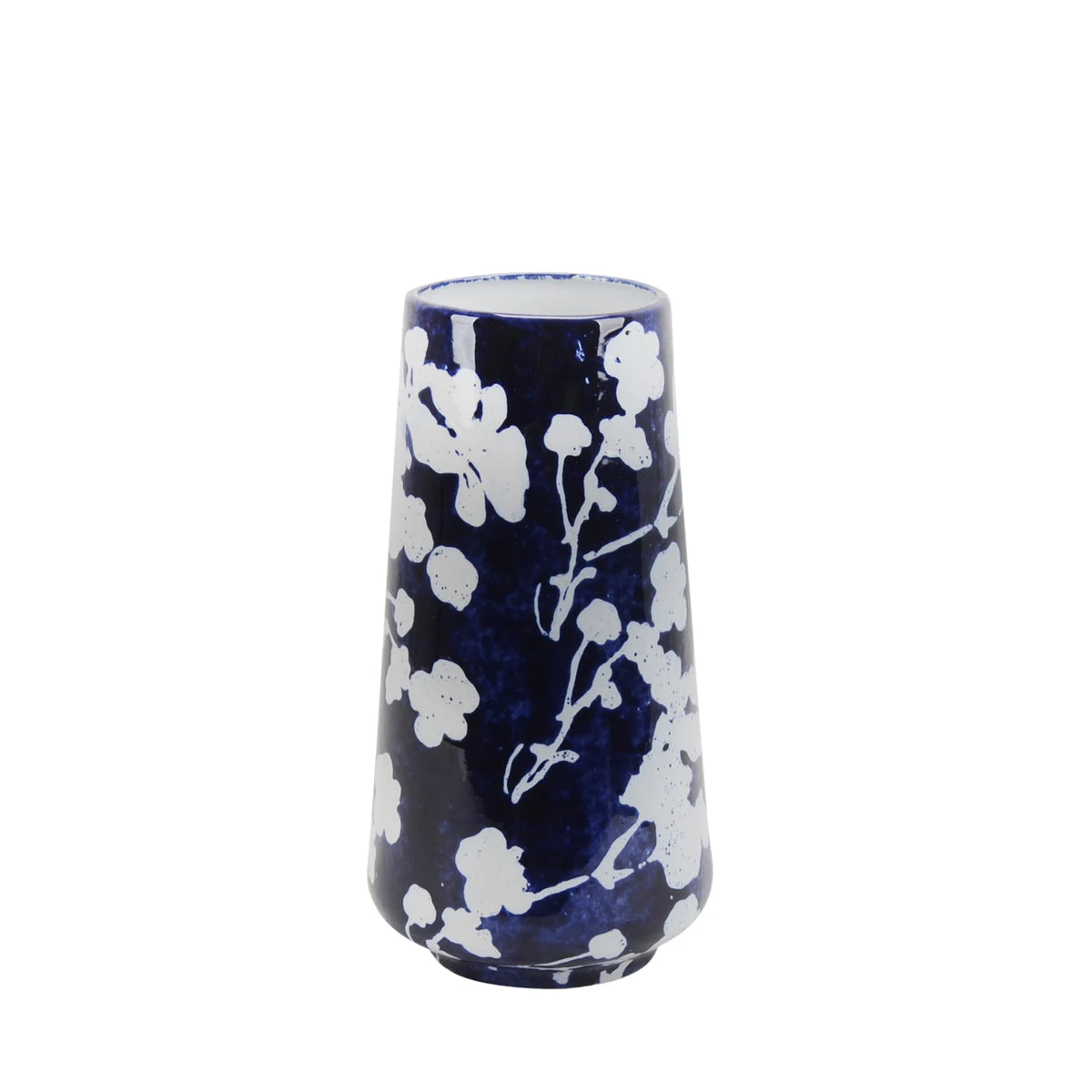 Sagebrook Home Ceramic 12.5" Floral Vase, Blue/White
