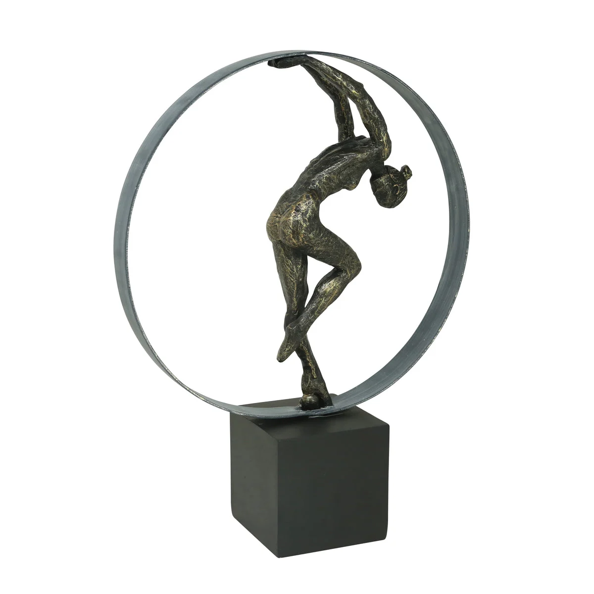 Sagebrook Home Resin Dancer Circle Sculpture,Bronze