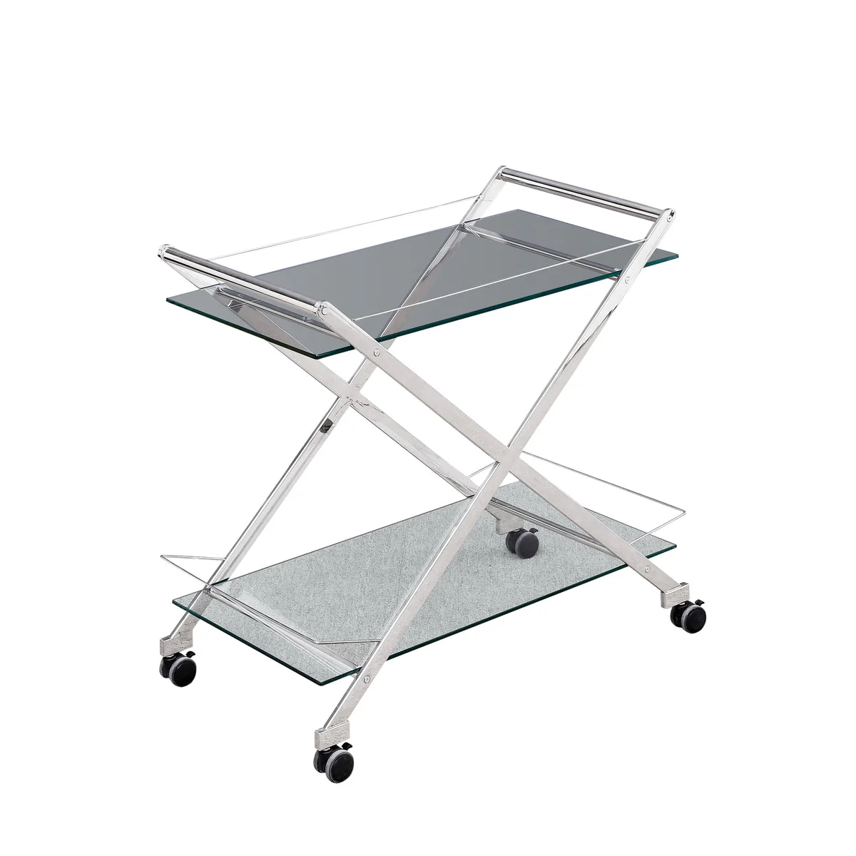 Sagebrook Home 14111-01 31" Two Tier Rolling Bar Cart, Silver