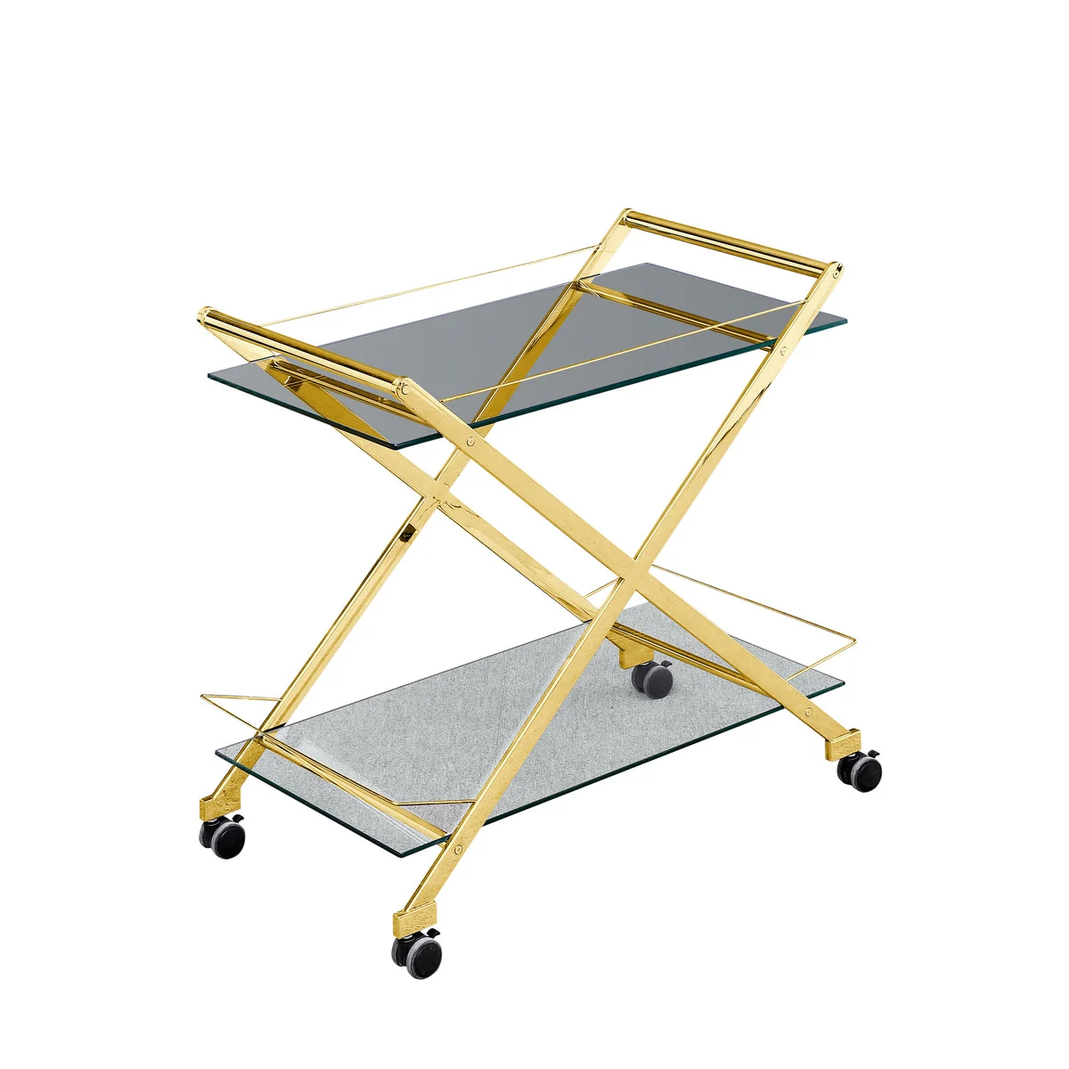 Sagebrook Home Two Tier 31`` Rolling Bar Cart,Gold