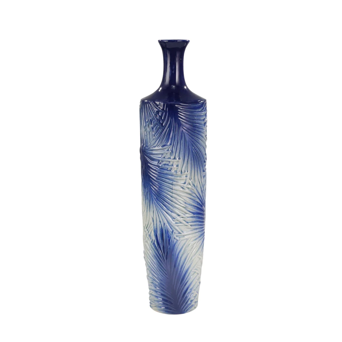 Sagebrook Home Ceramic 24.5`` Fern Design Vase, Blue Mix