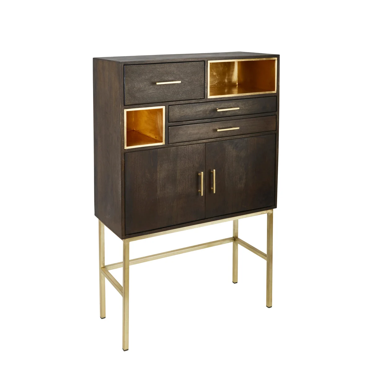 Sagebrook Home Wood 60`` 3 Drawer, 2 Door Cabinet On Stand, Black