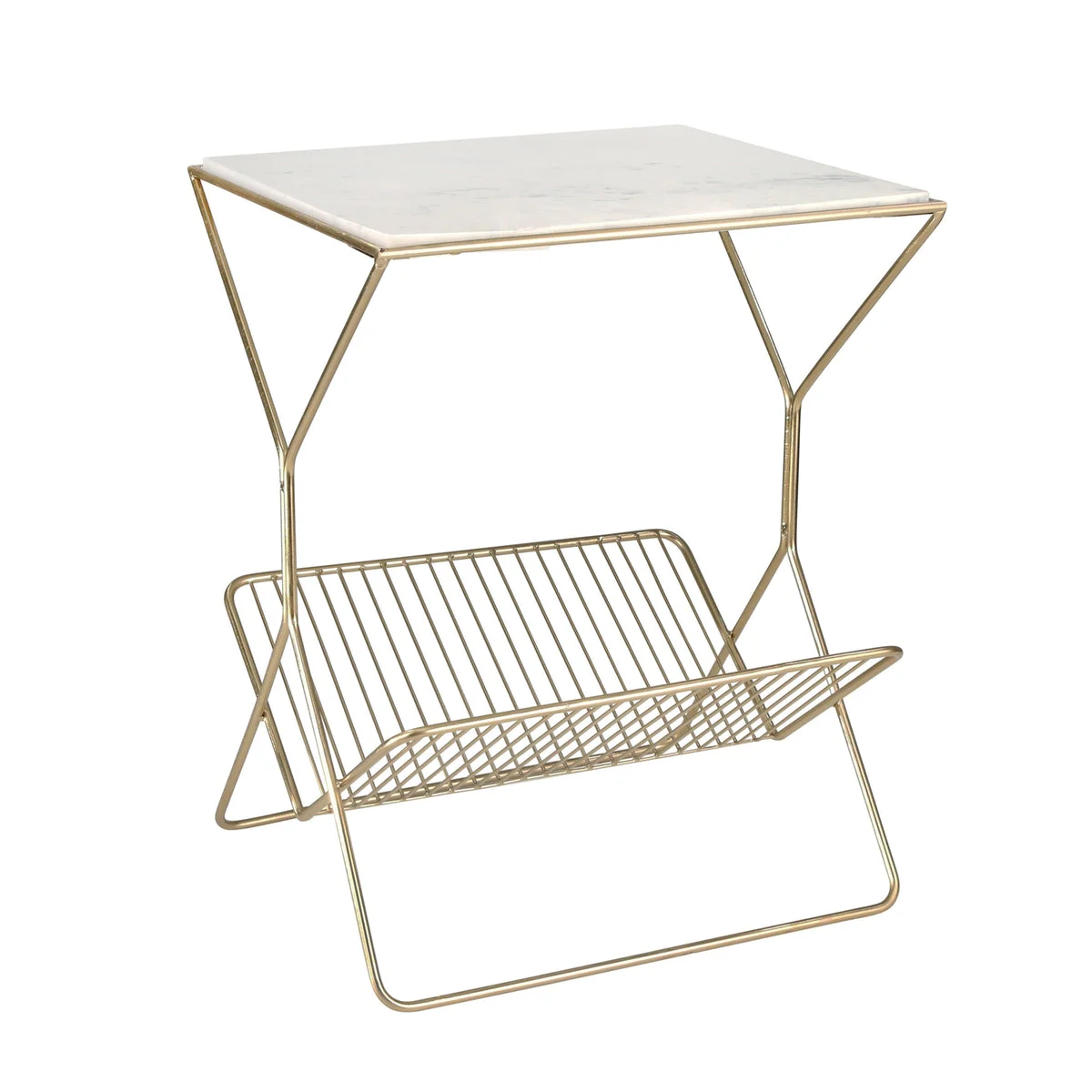 Sagebrook Home Iron 22`` Rectangular Marble Table W/ Magazine Rack