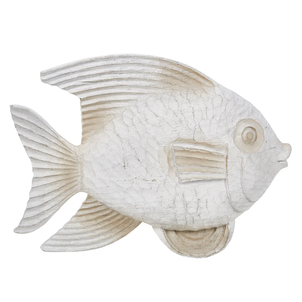 Sagebrook Home Resin 13.5" Fish Figurine, White Wash