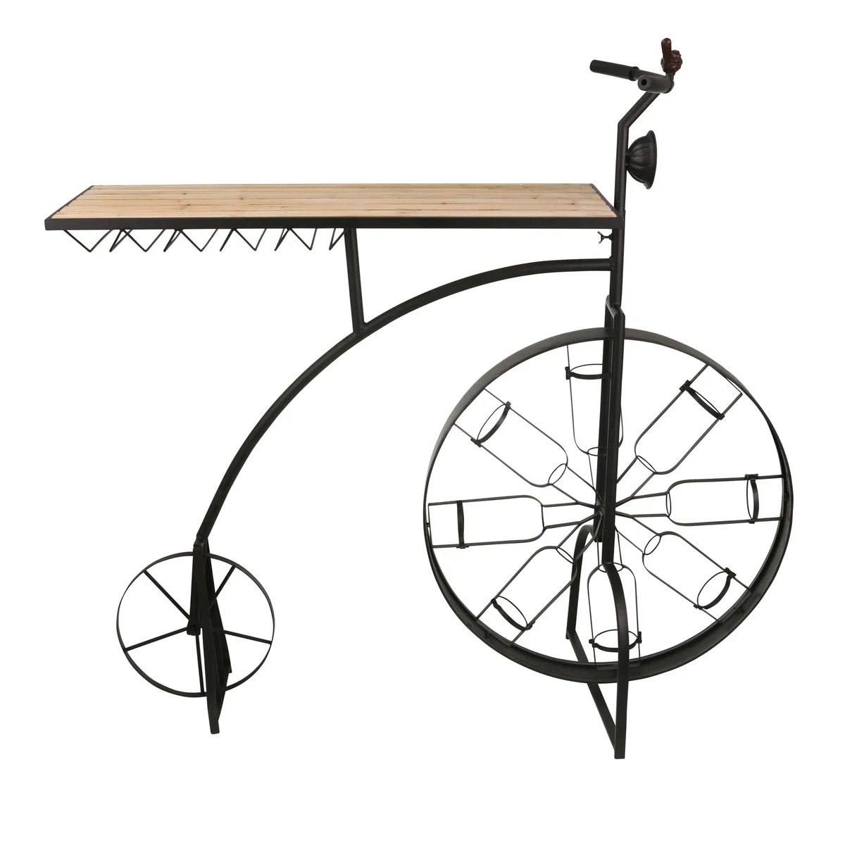Sagebrook Home 14335 53" Metal & Wood Bike Wine Rack, Black