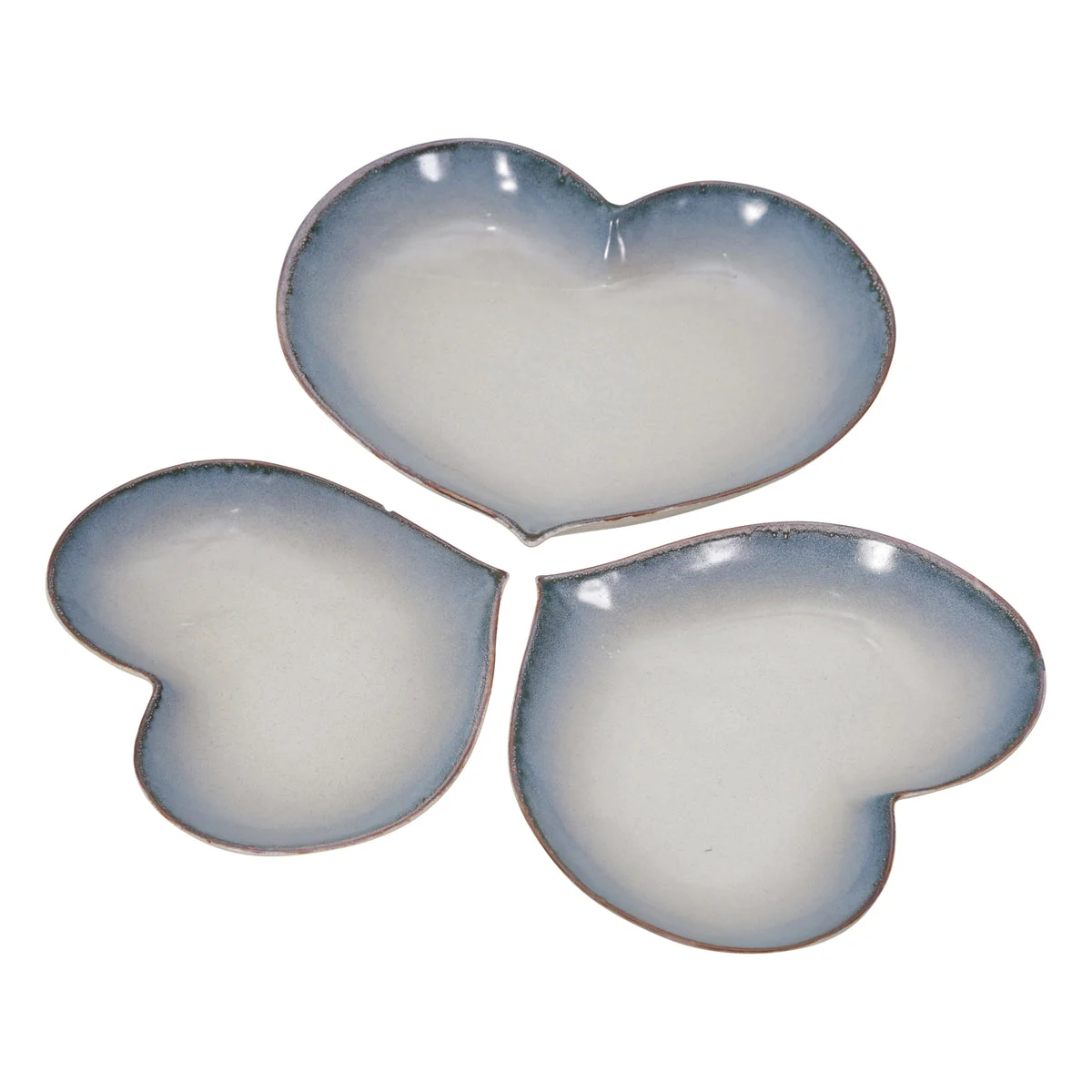 Sagebrook Home Set of 3 Ceramic 15 / 13 /12`` Heartplates, Blue Fade