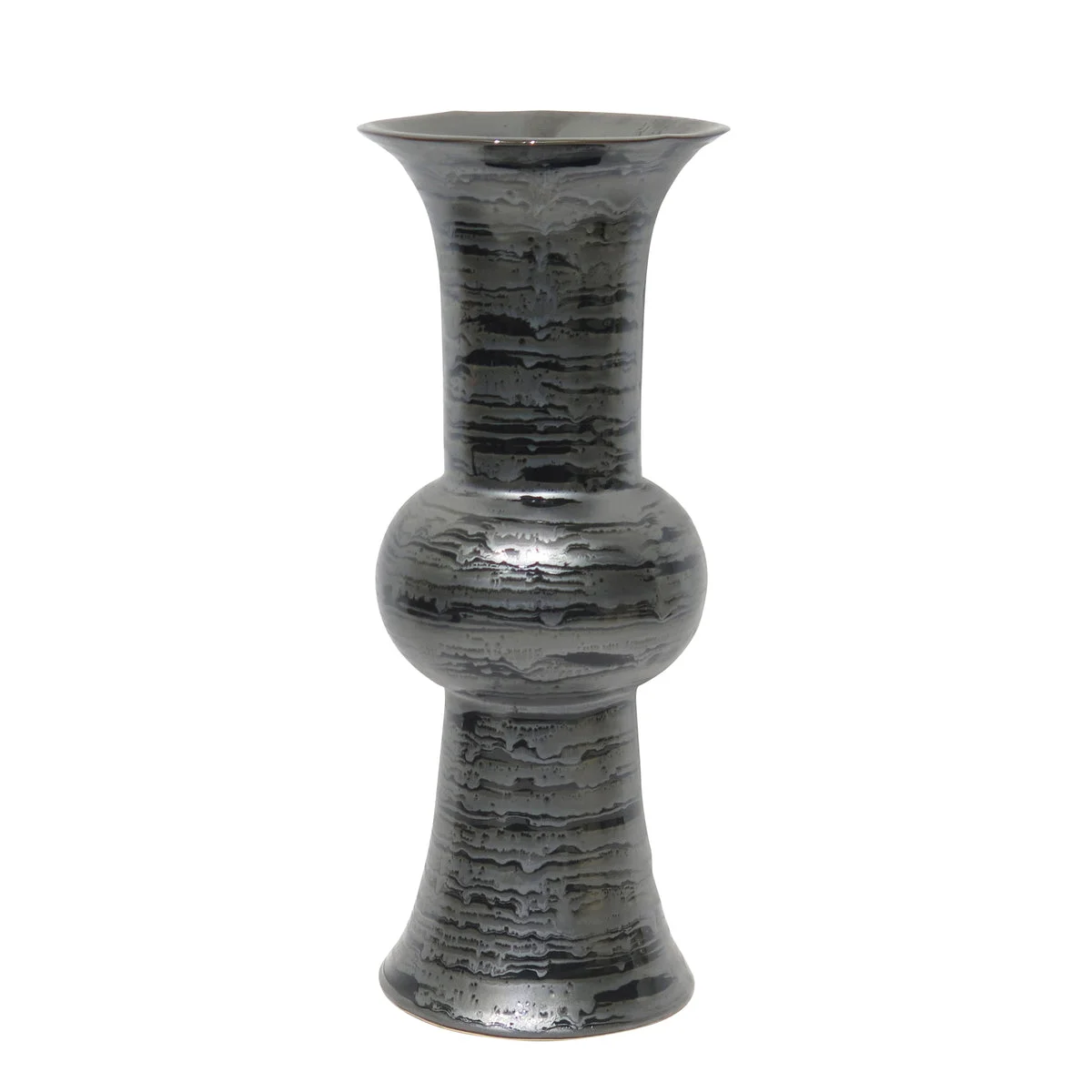 Sagebrook Home Ceramic 15`` Trumpet Vase, Gray