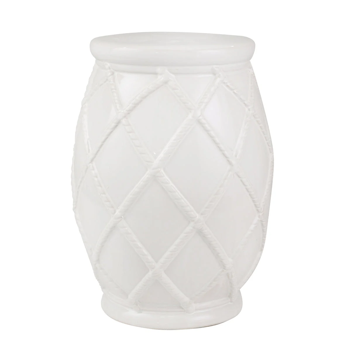 Sagebrook Home Ec, Ceramic 18`` Rope Design Gardenstool, White