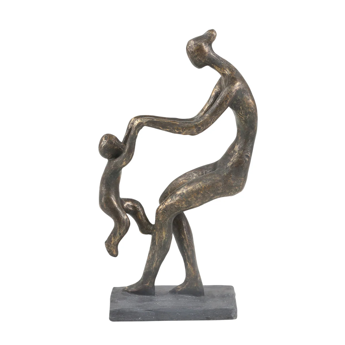 Sagebrook Home Polyresin 12`` Mother & Child Sculpture, Bronze