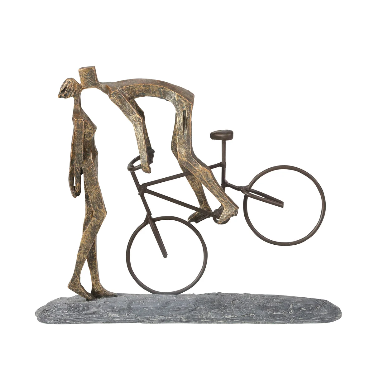 Sagebrook Home Polyresin 11.5`` Kissing Couple With Bike, Bronze