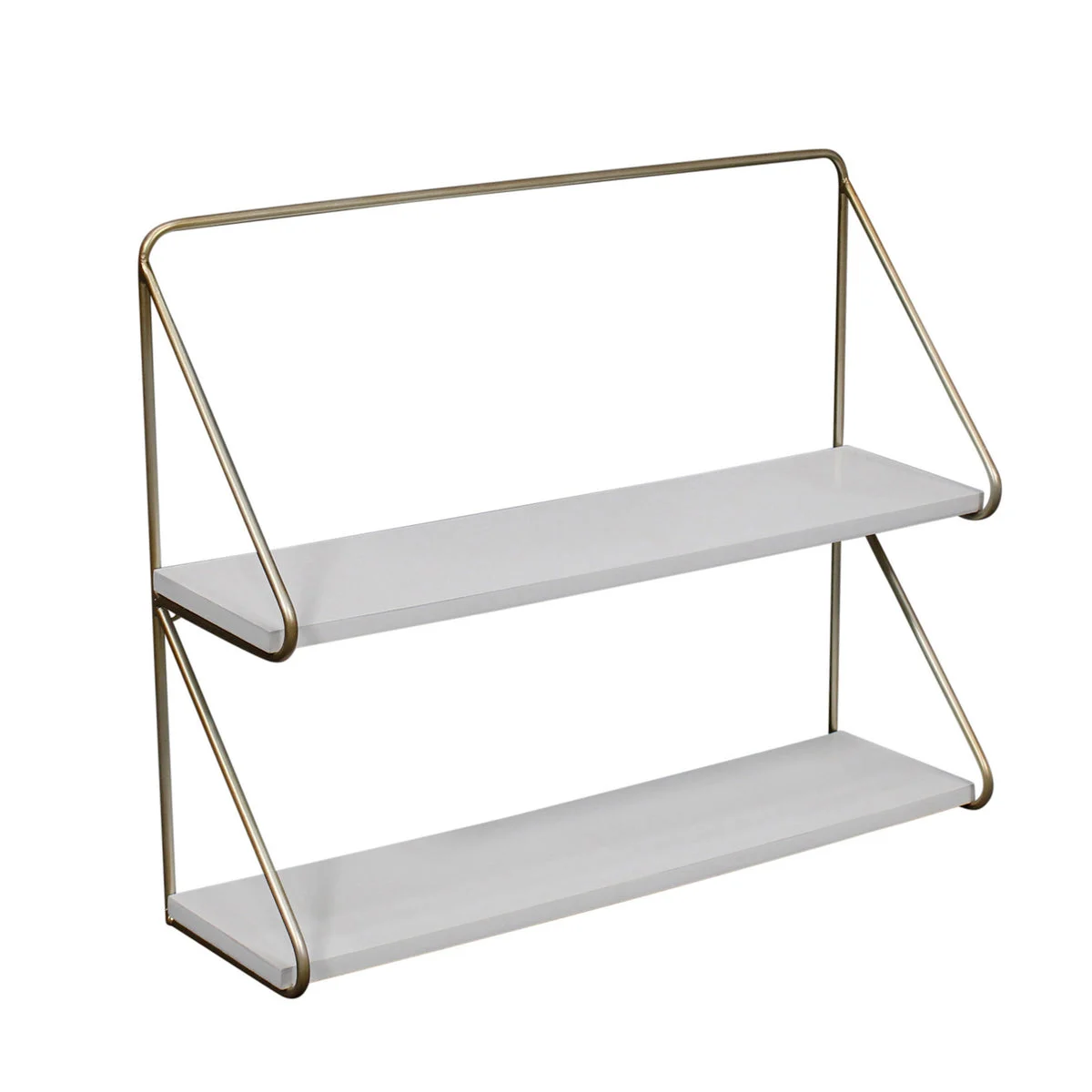 Sagebrook Home 14401-01 20" Metal /Wood 2 Tier Wall Shelf, White/Gold